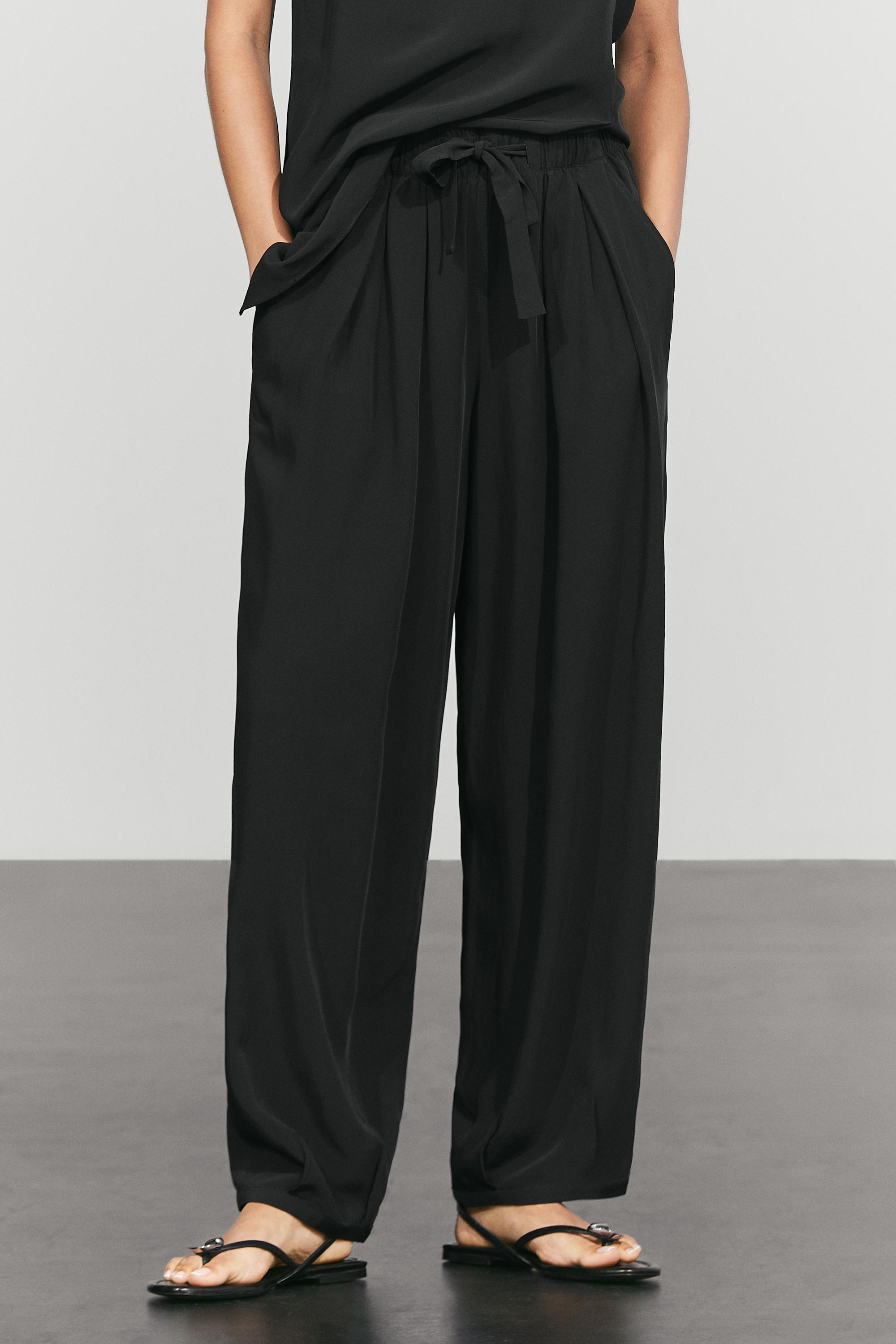 Flowing pants with tie-waist Black