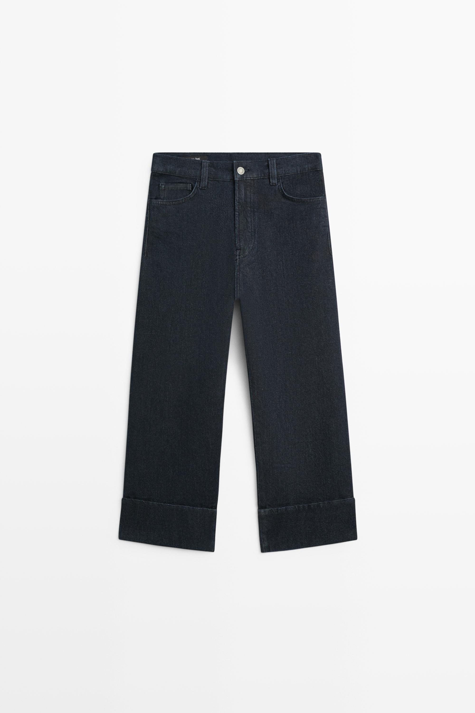 Capri jeans with turn-up hems Dark Blue