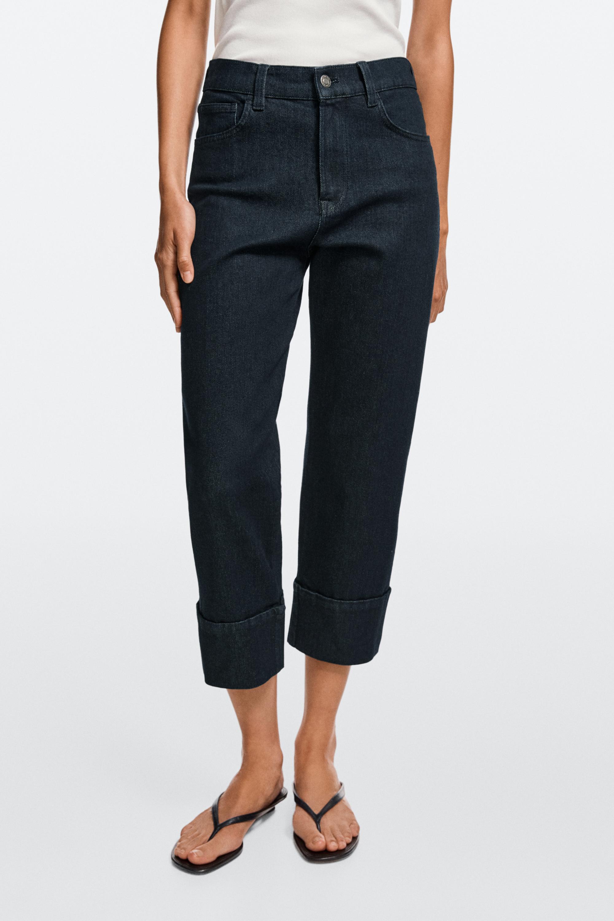 Capri jeans with turn-up hems Dark Blue
