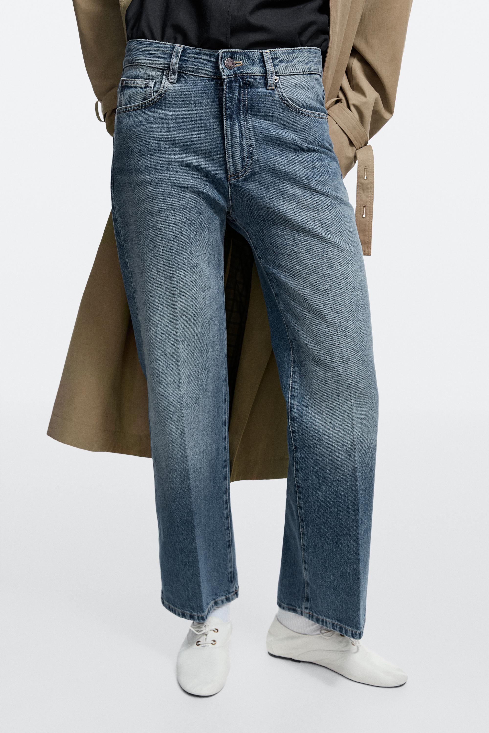 Mid-waist cropped flare fit jeans Medium Blue