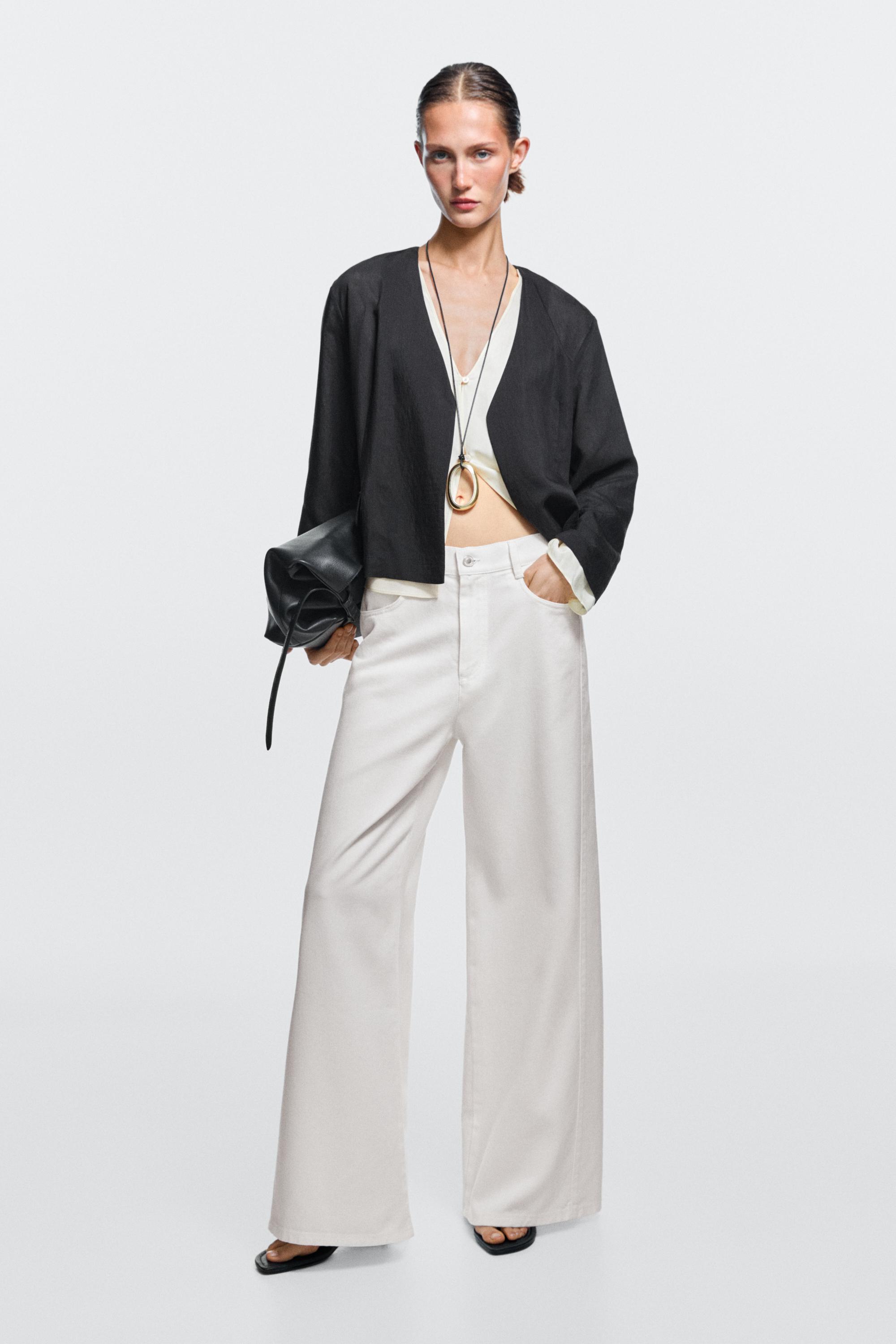 Flowy wide-leg jeans White