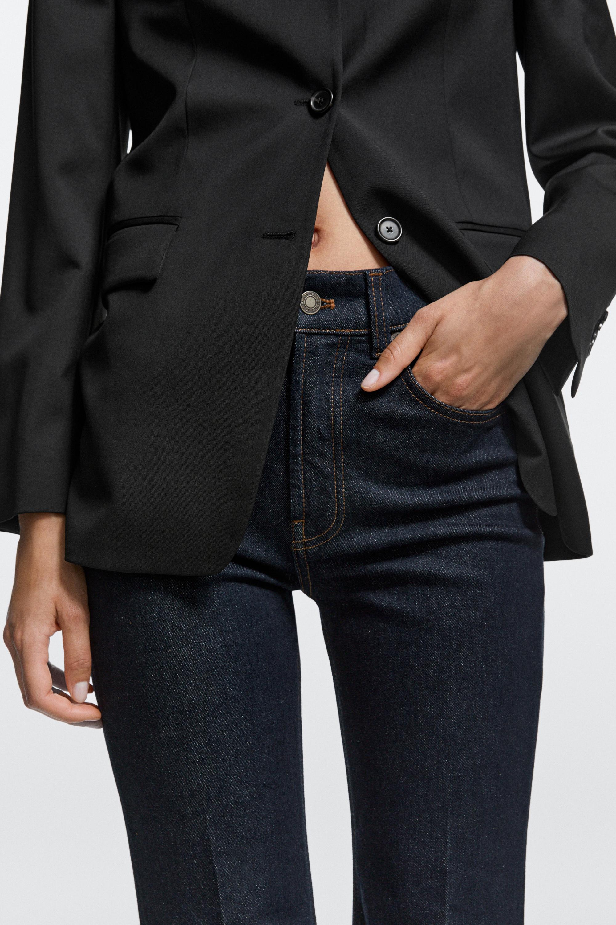 High-waist skinny flare jeans Dark Blue