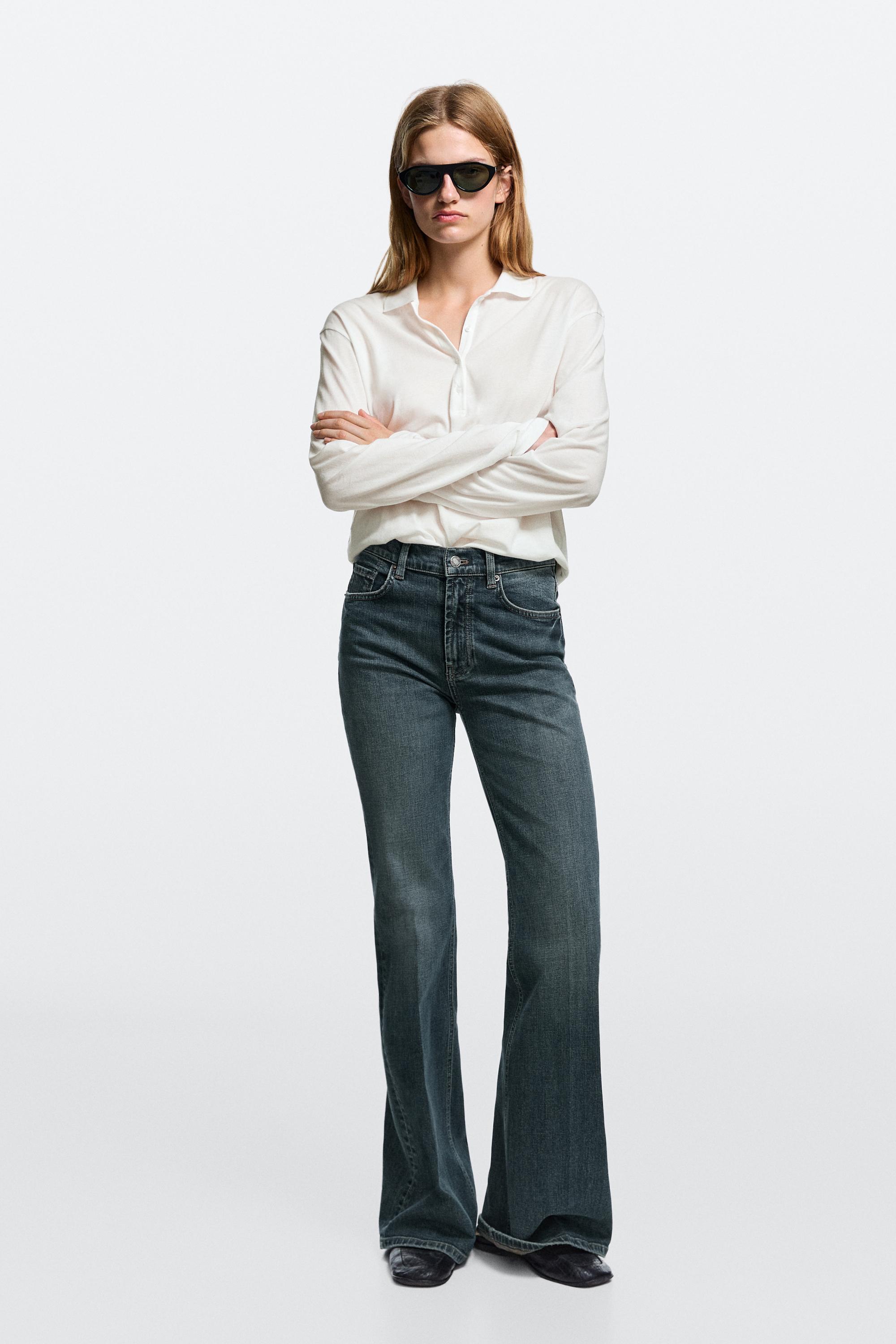 High-waist skinny flare jeans Dark Blue