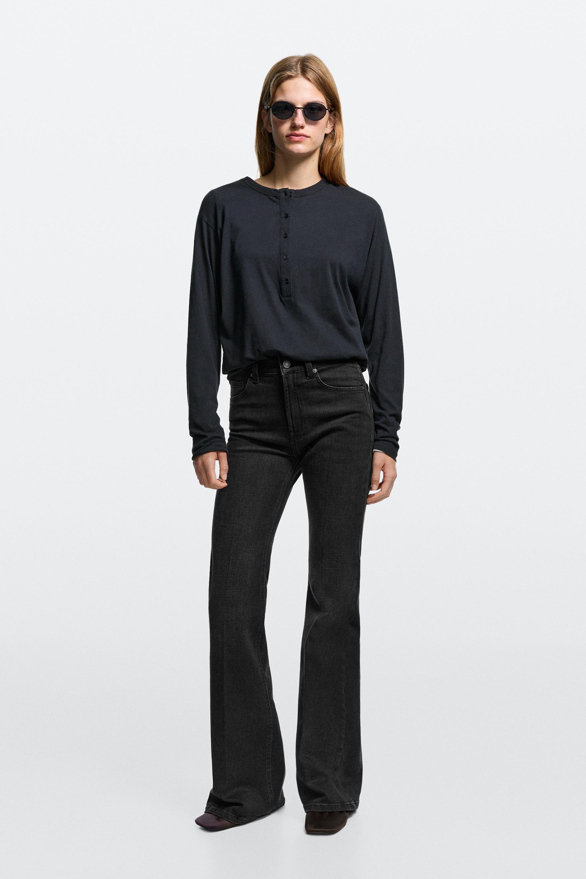 High-waist skinny flare jeans Black