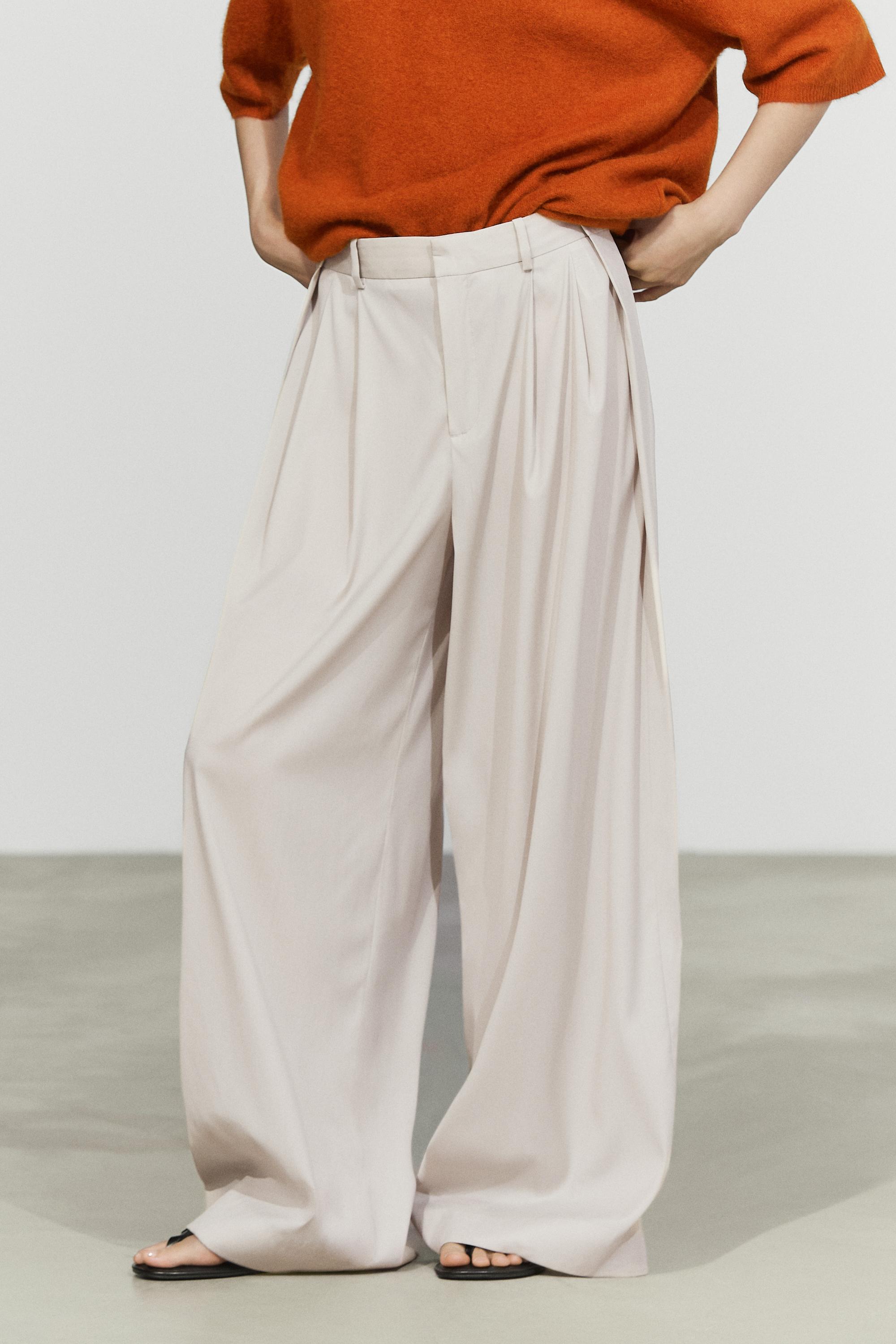 Wool blend darted pants with button detail Ice