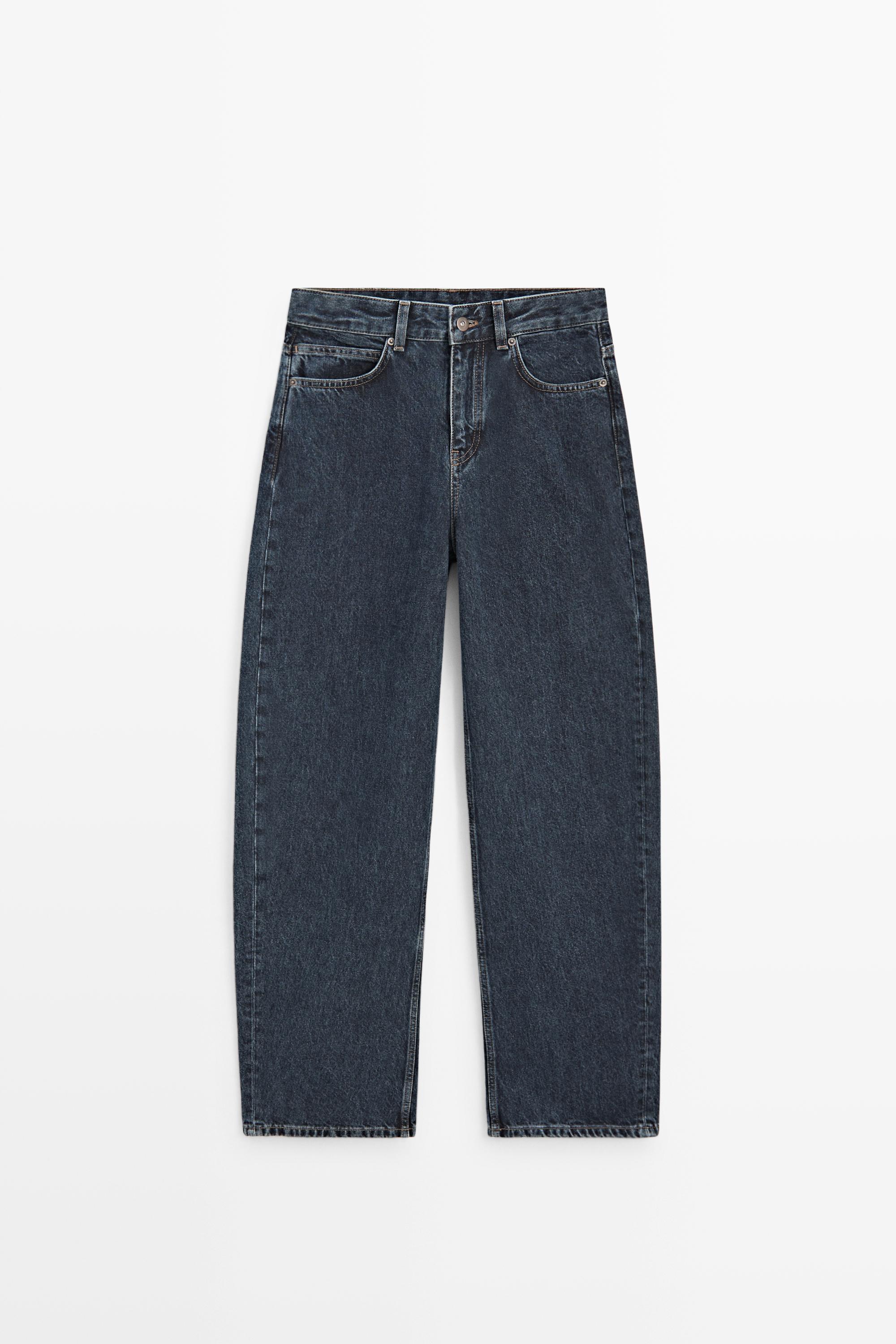 Mid-waist barrel fit jeans Dark Blue