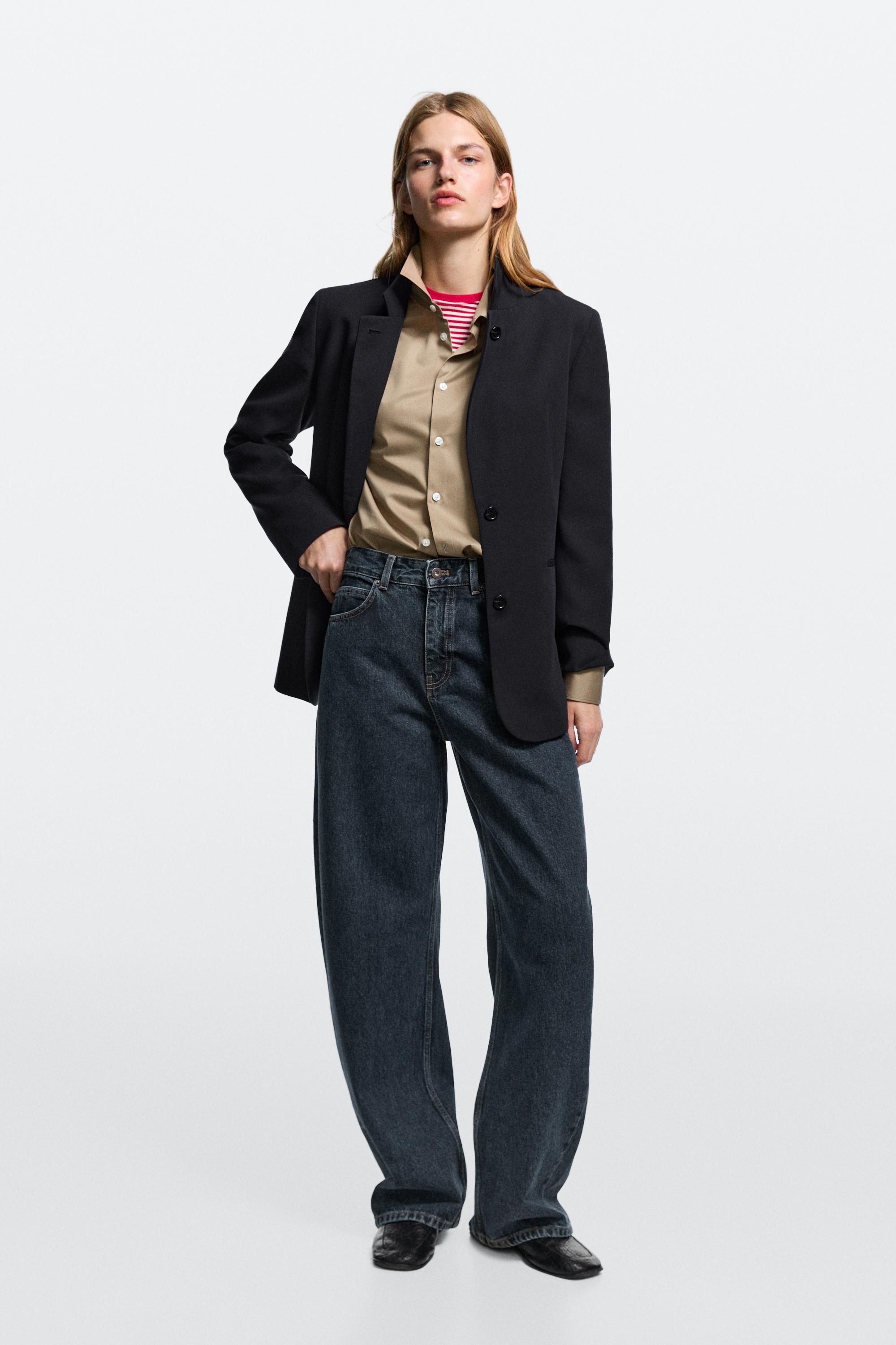 Mid-waist barrel fit jeans Dark Blue