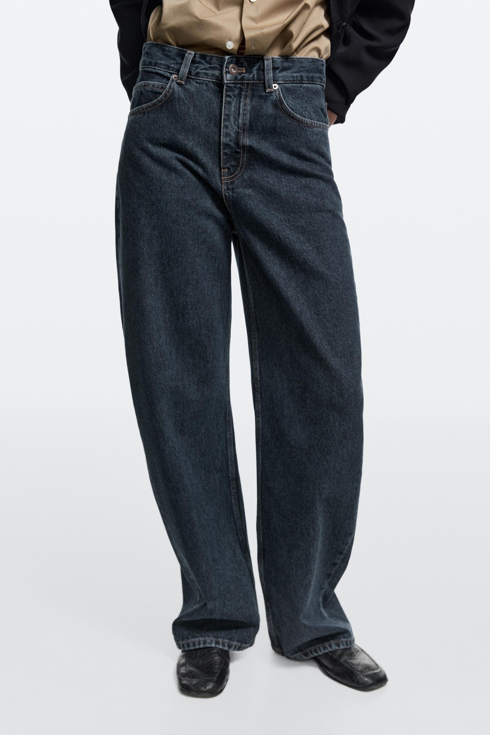 Mid-waist barrel fit jeans Dark Blue