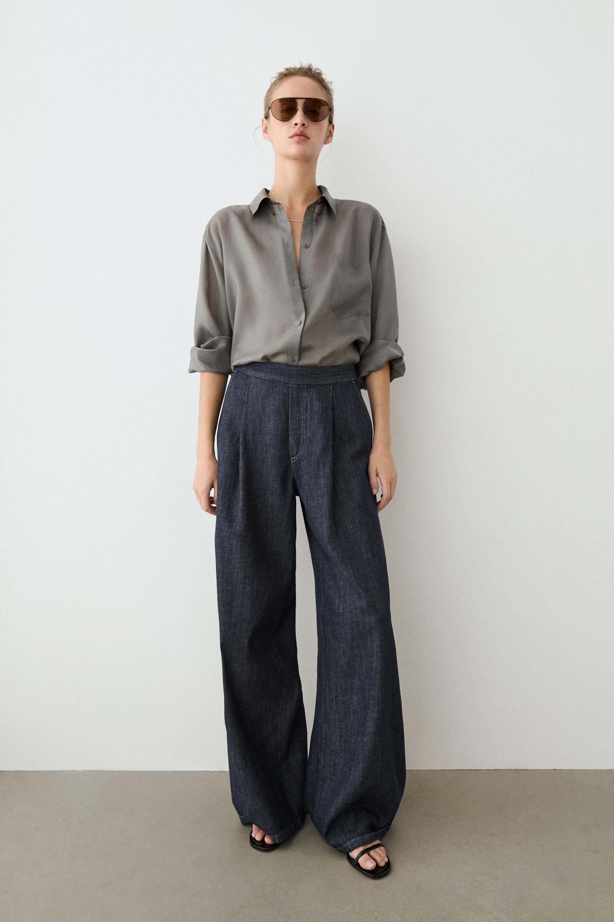 Cotton blend pleated semi-jogger pants Dark Blue