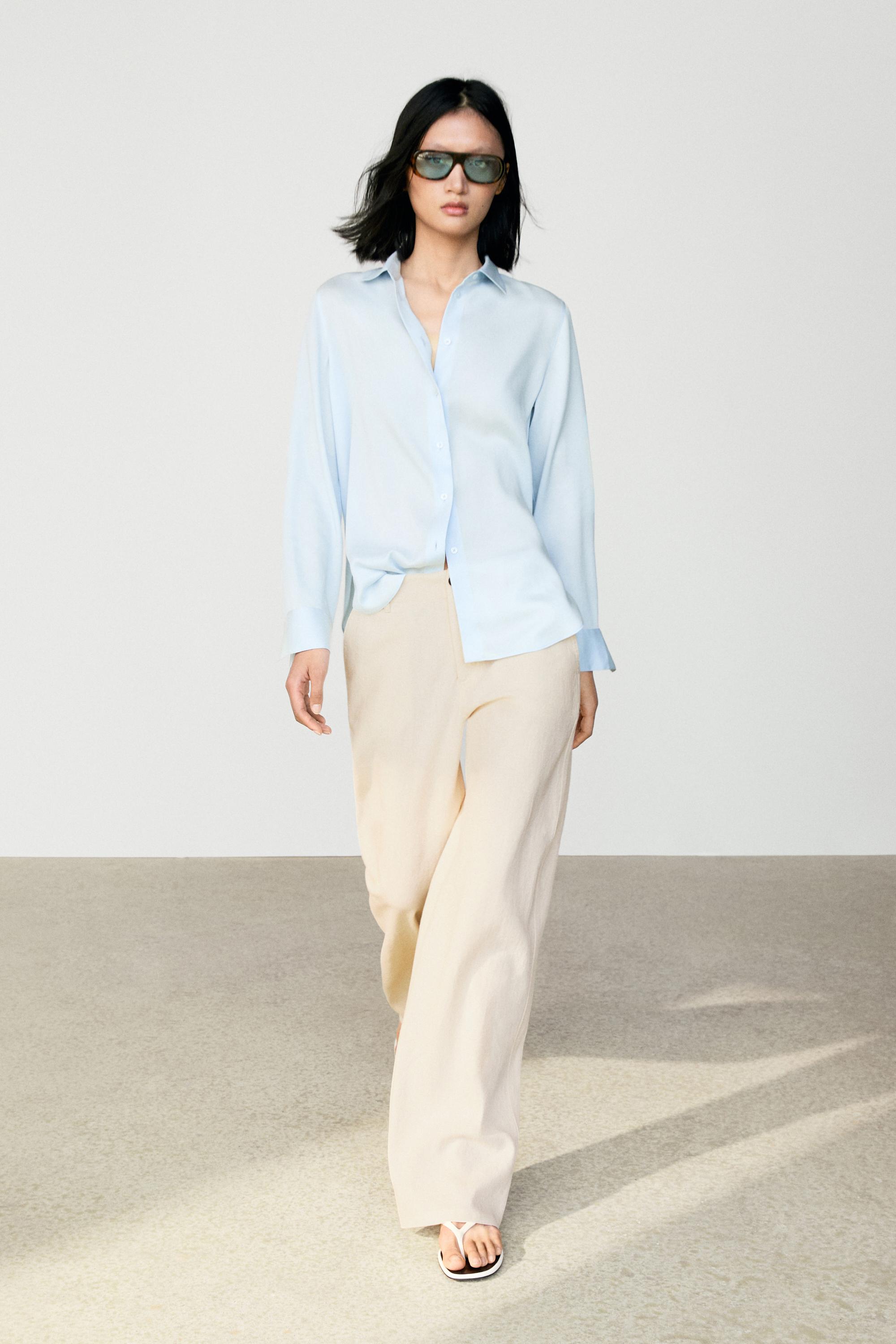 Fluid lyocell shirt Sky Blue