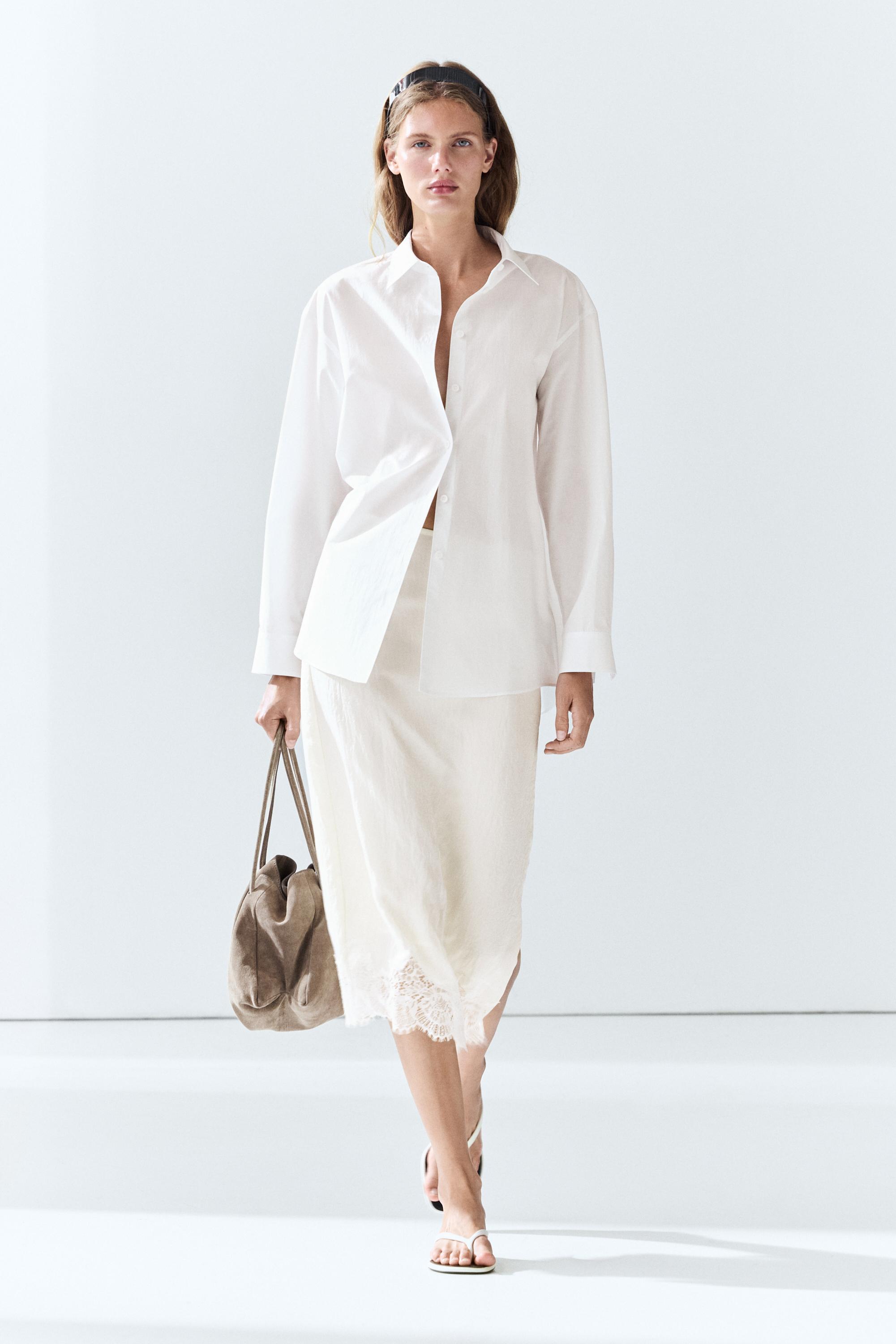 100% cotton poplin shirt White