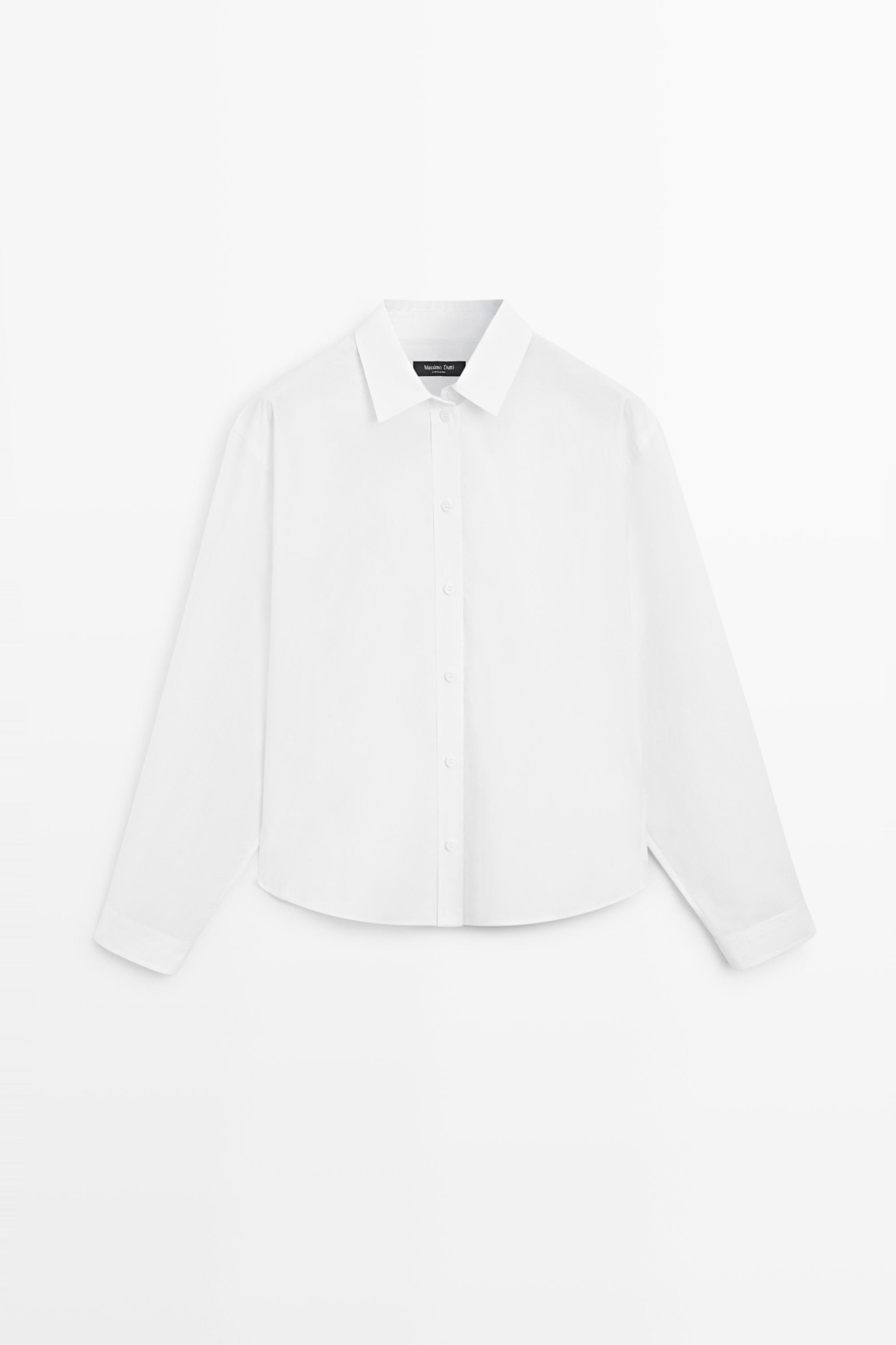 100% cotton poplin shirt with back detail White