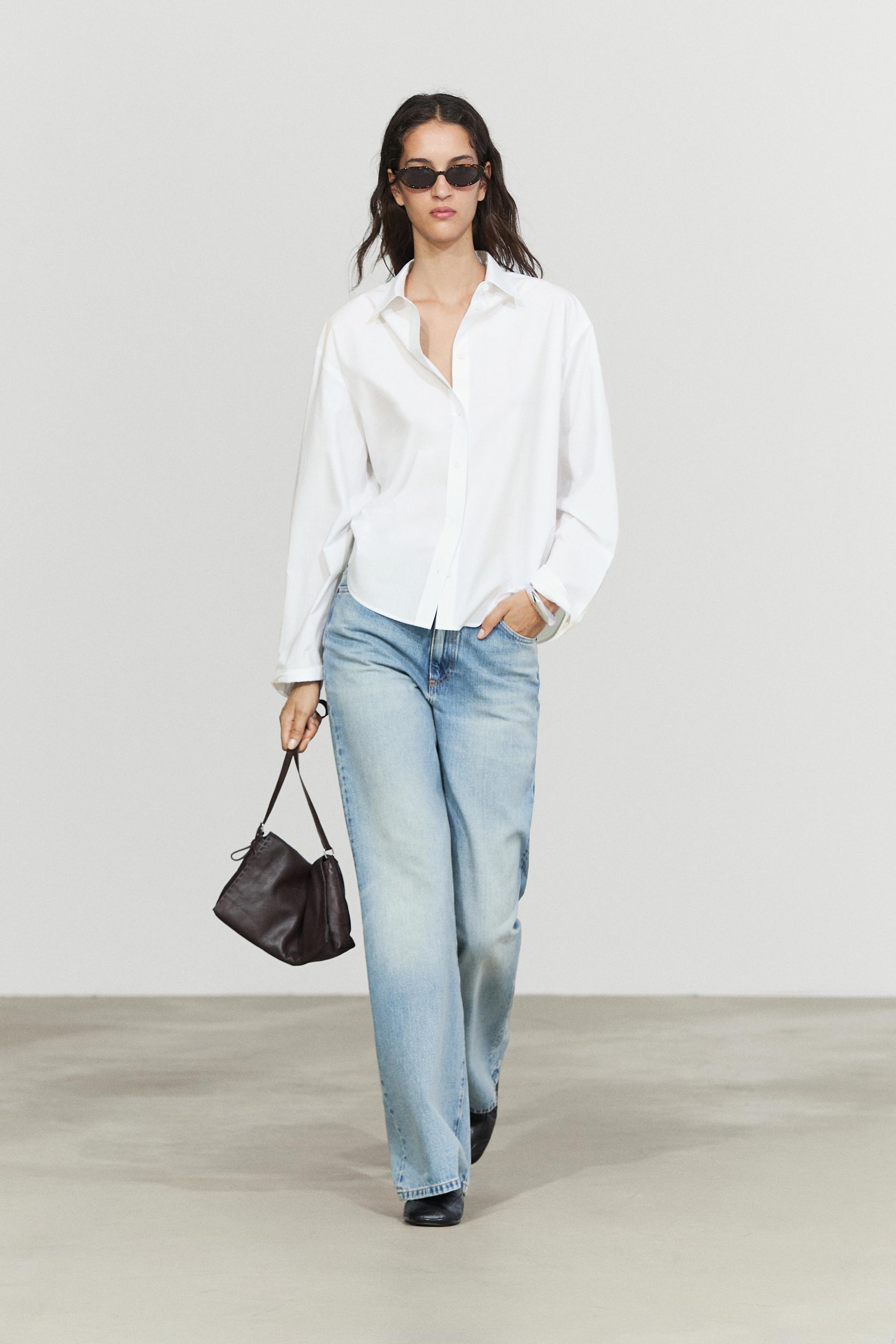 100% cotton poplin shirt with back detail White