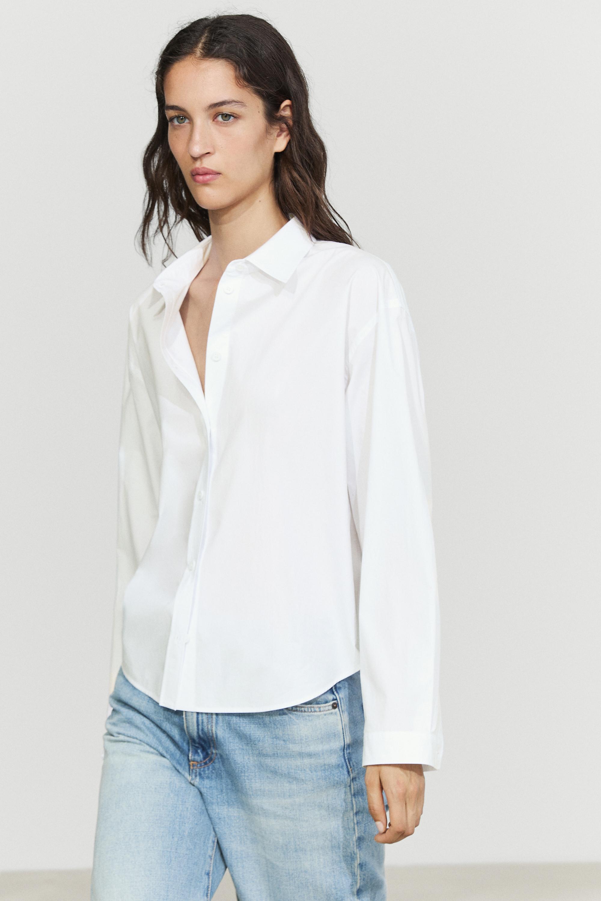 100% cotton poplin shirt with back detail White