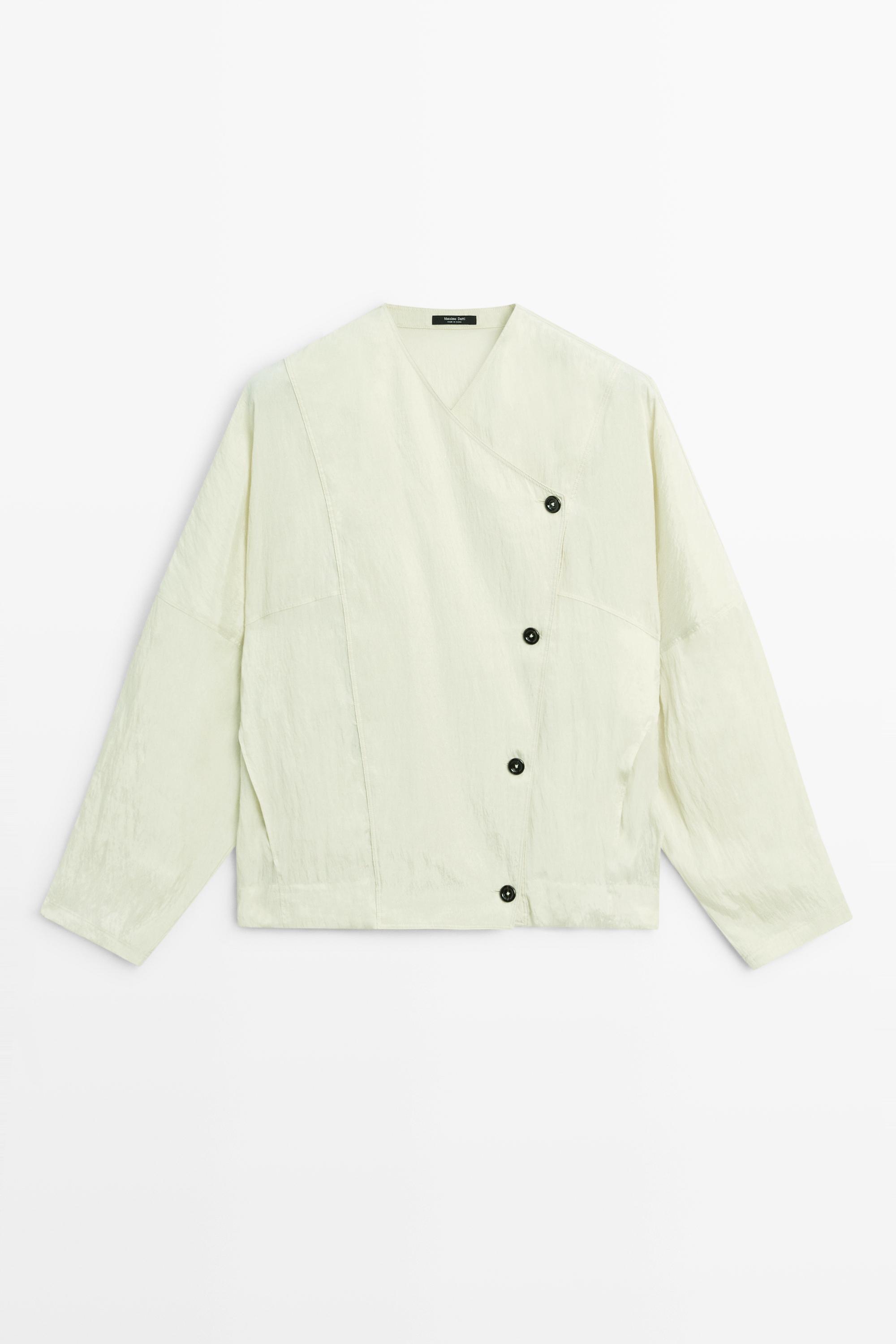 Fluid wrap shirt with button detail Pastel Green