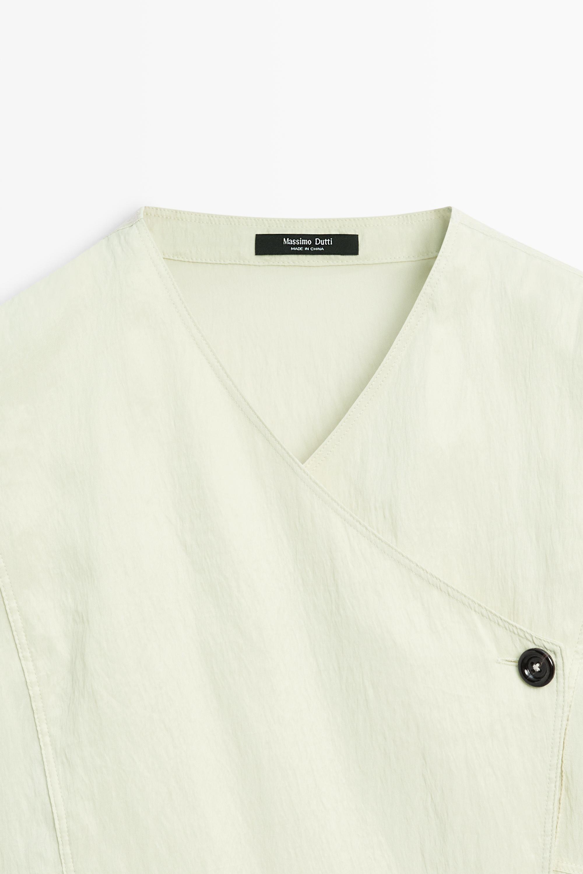 Fluid wrap shirt with button detail Pastel Green