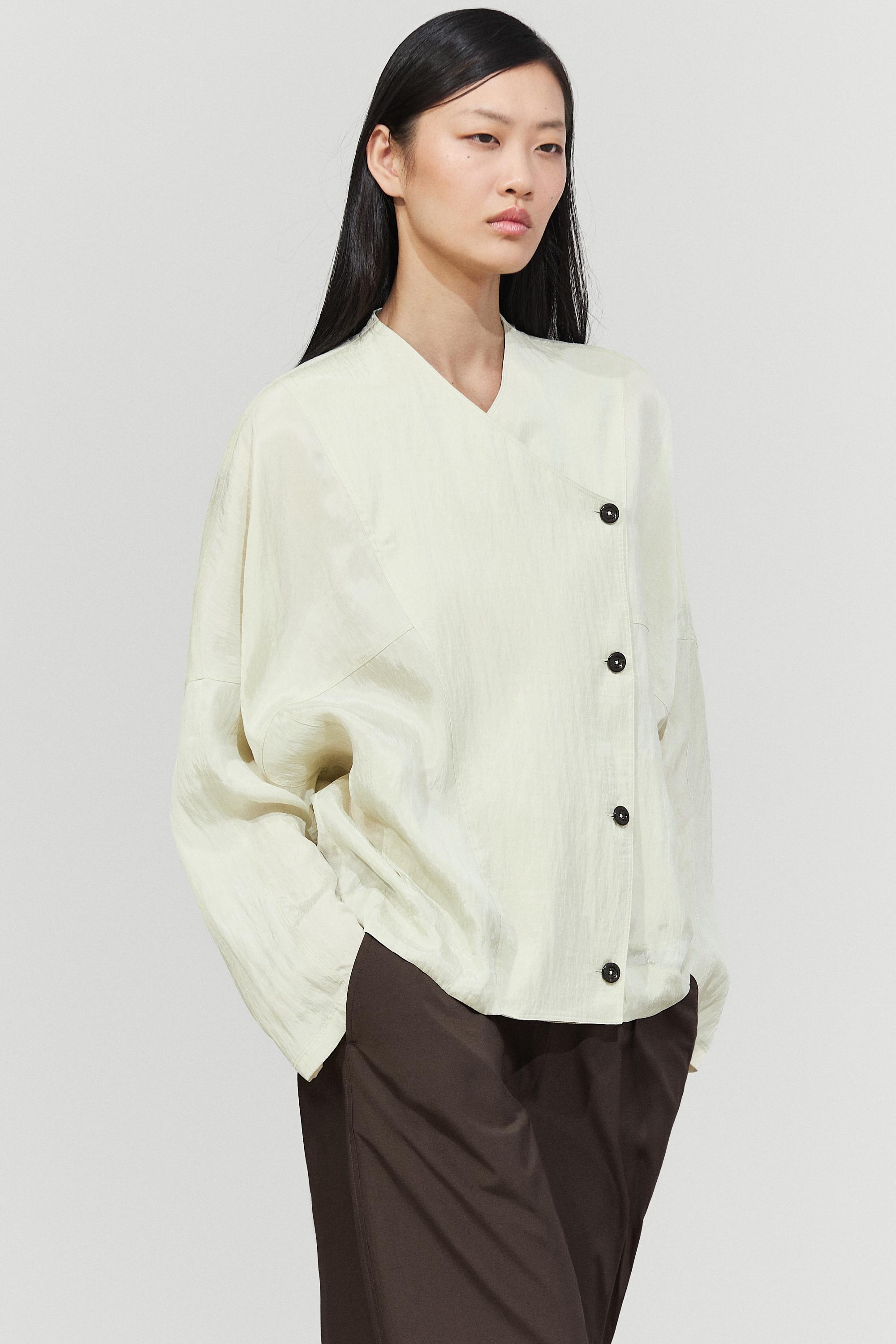 Fluid wrap shirt with button detail Pastel Green