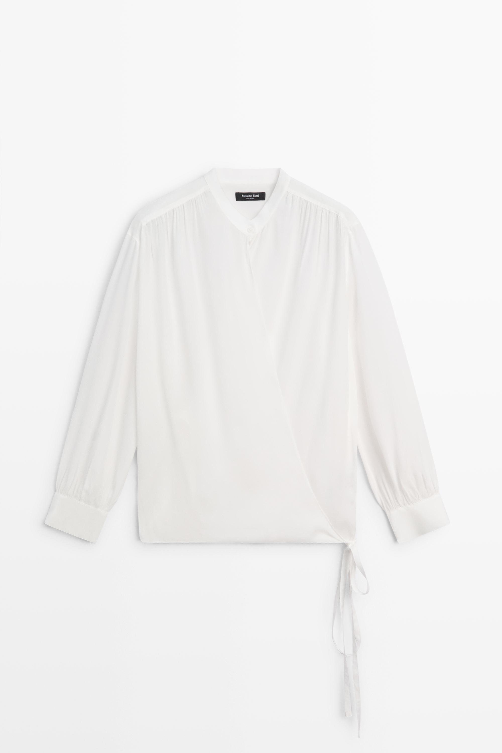 Flowing wrap blouse Cream