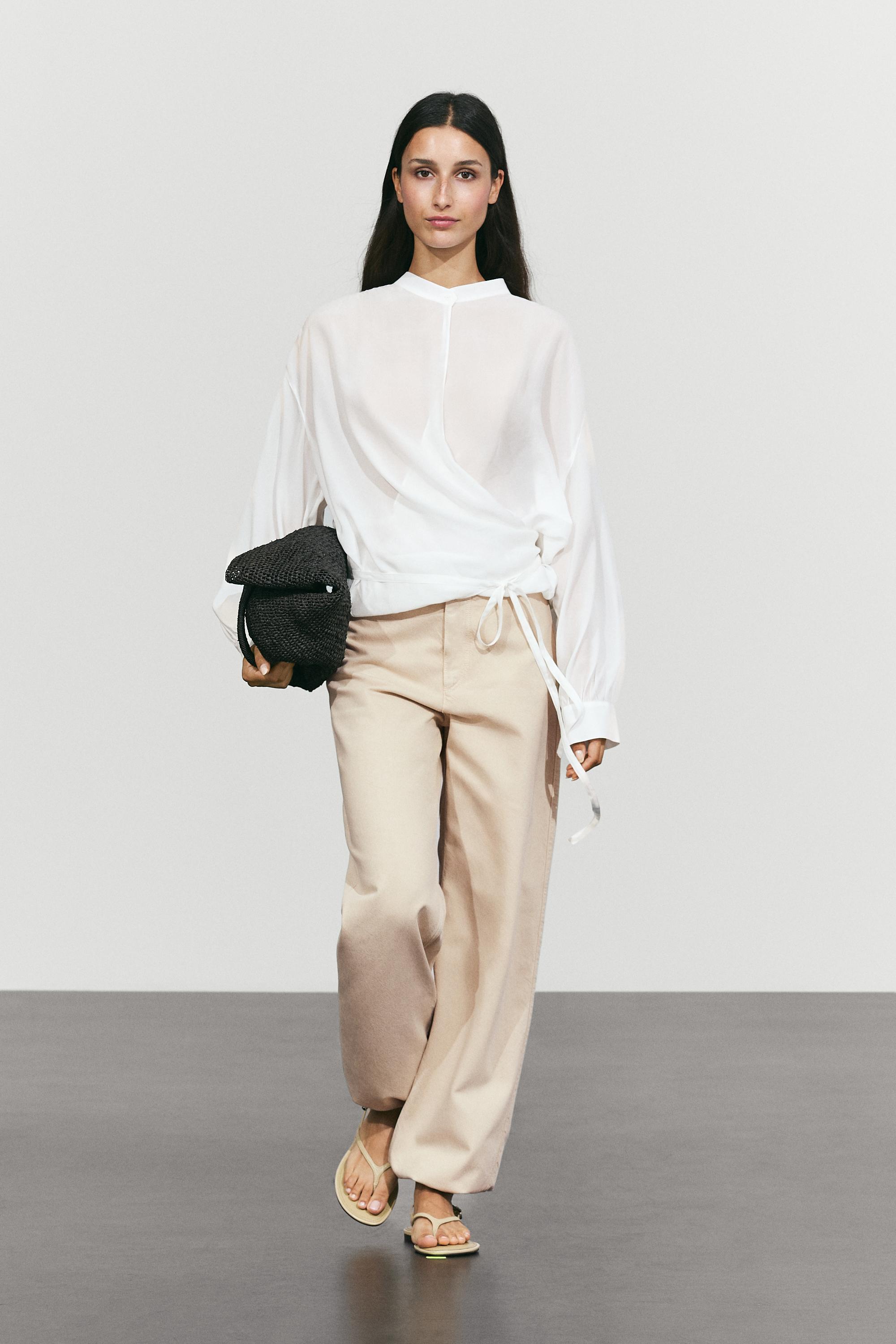 Flowing wrap blouse Cream