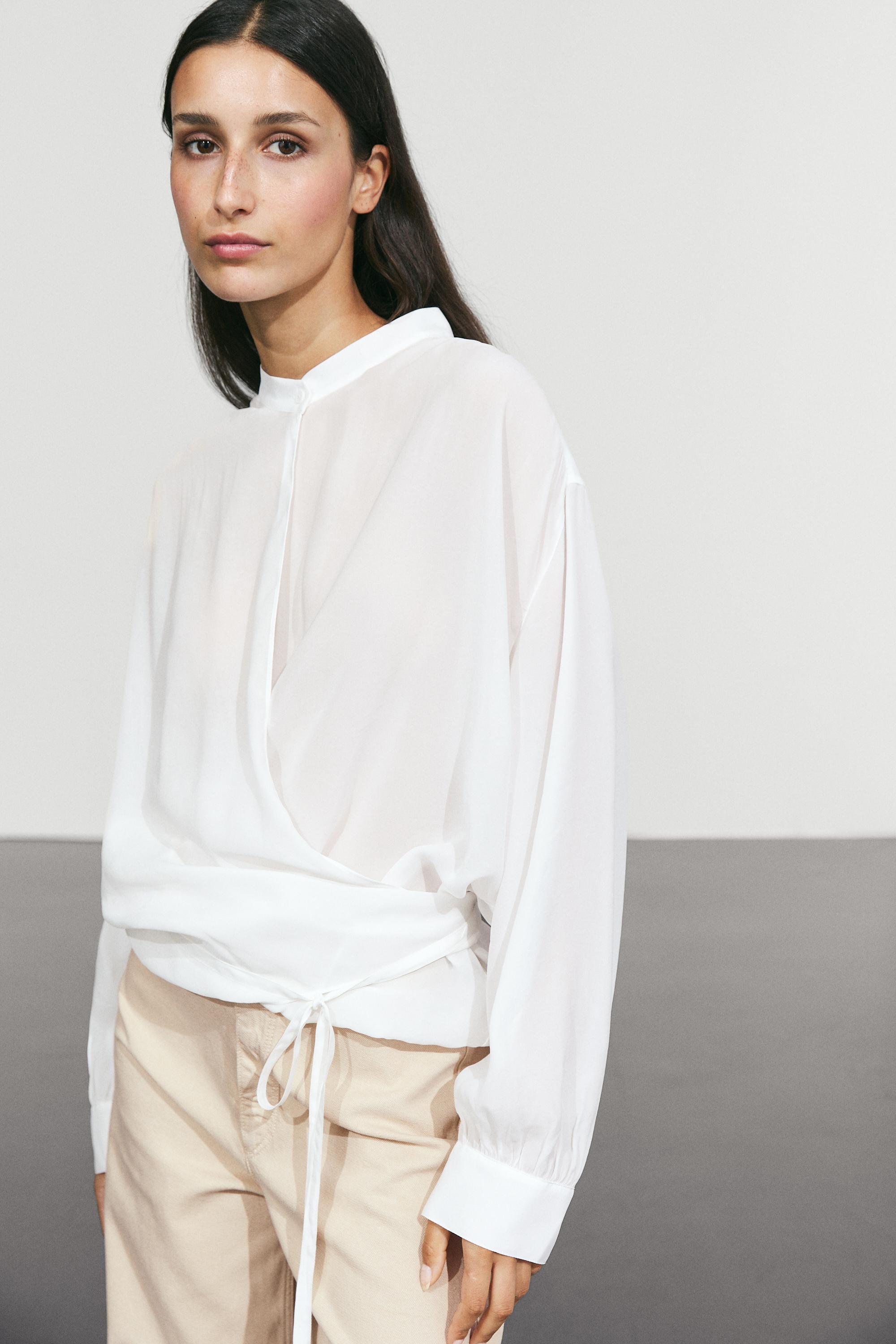 Flowing wrap blouse Cream
