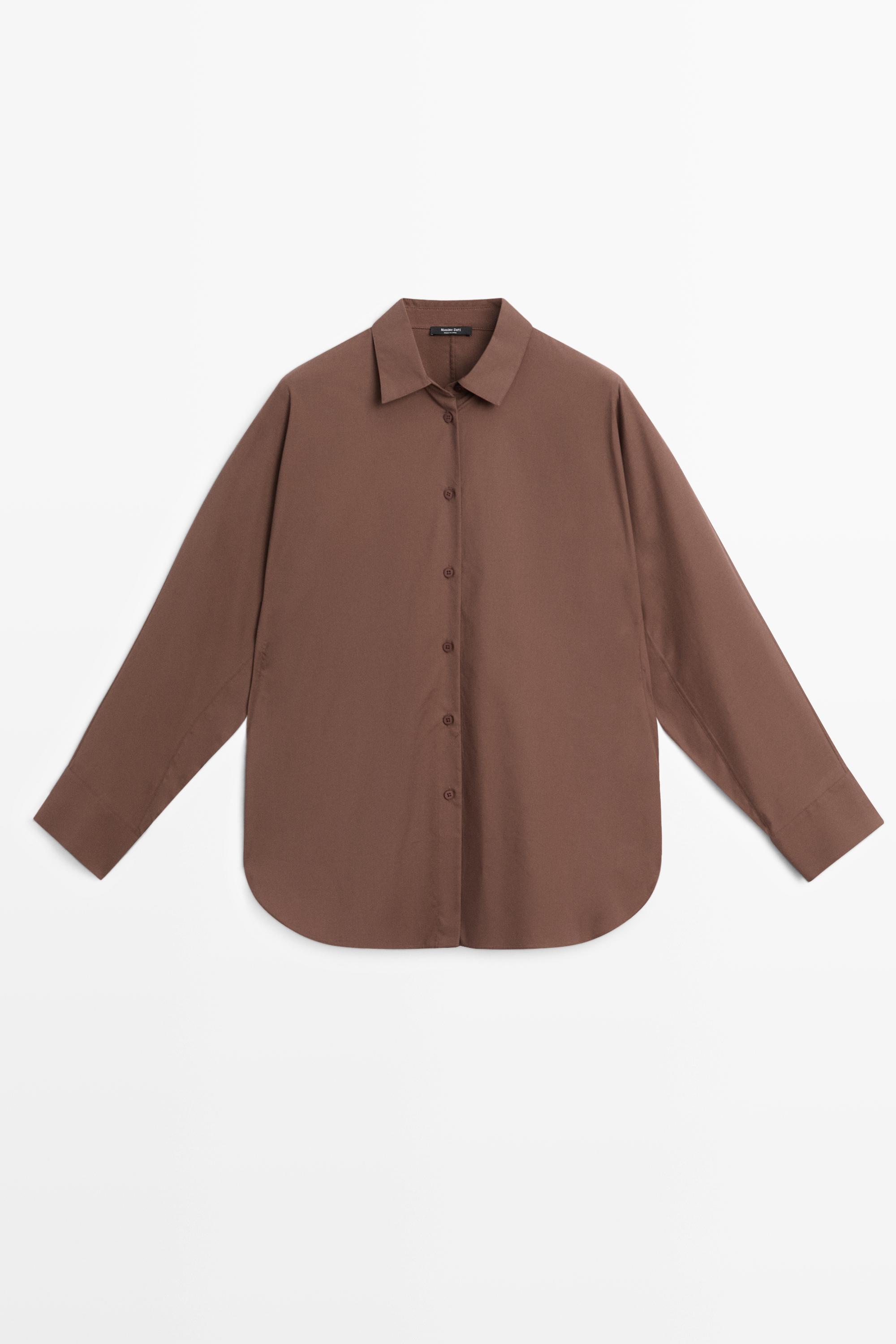 Cotton poplin shirt Brown Marl
