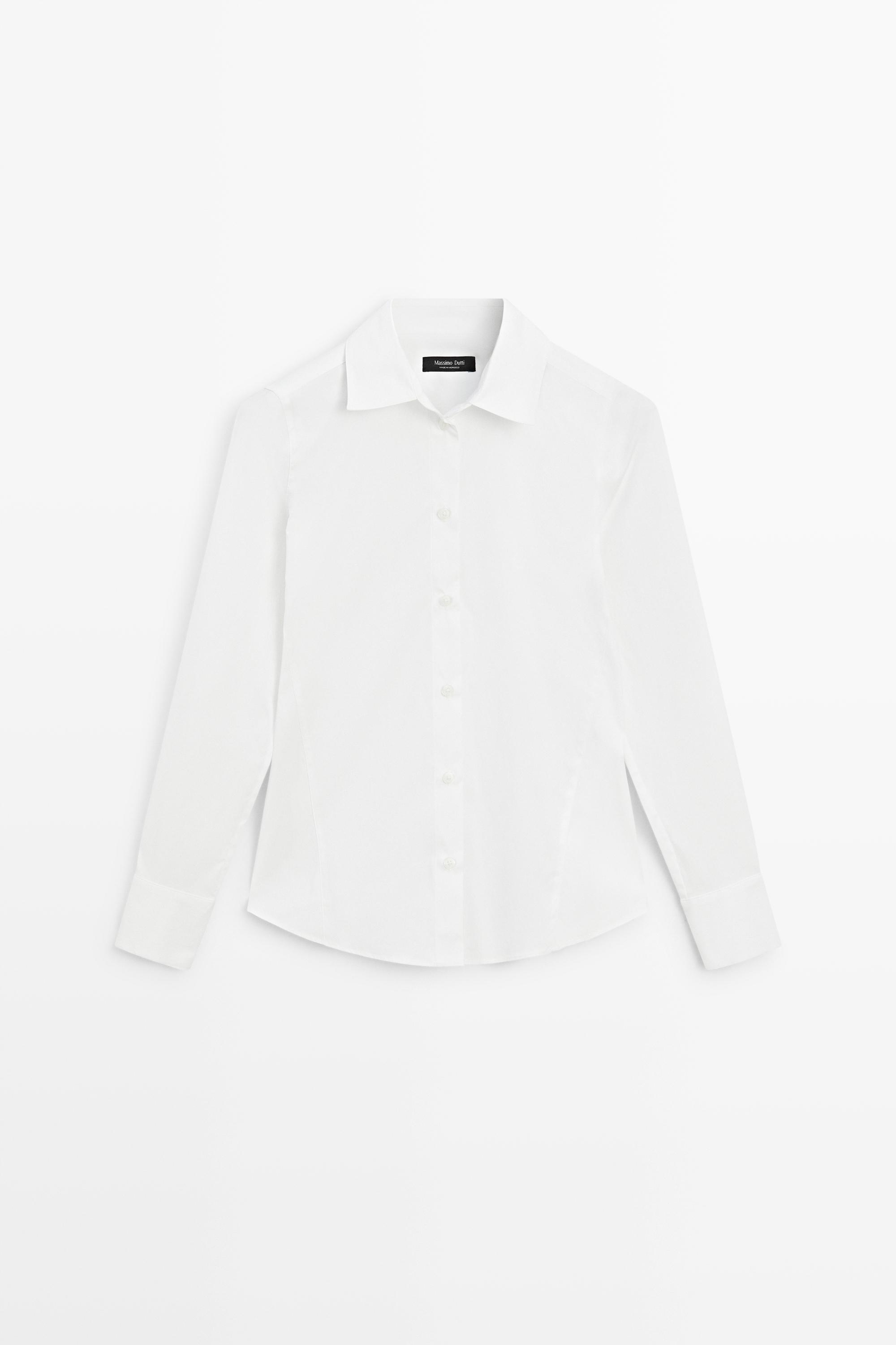 Cotton blend poplin shirt White