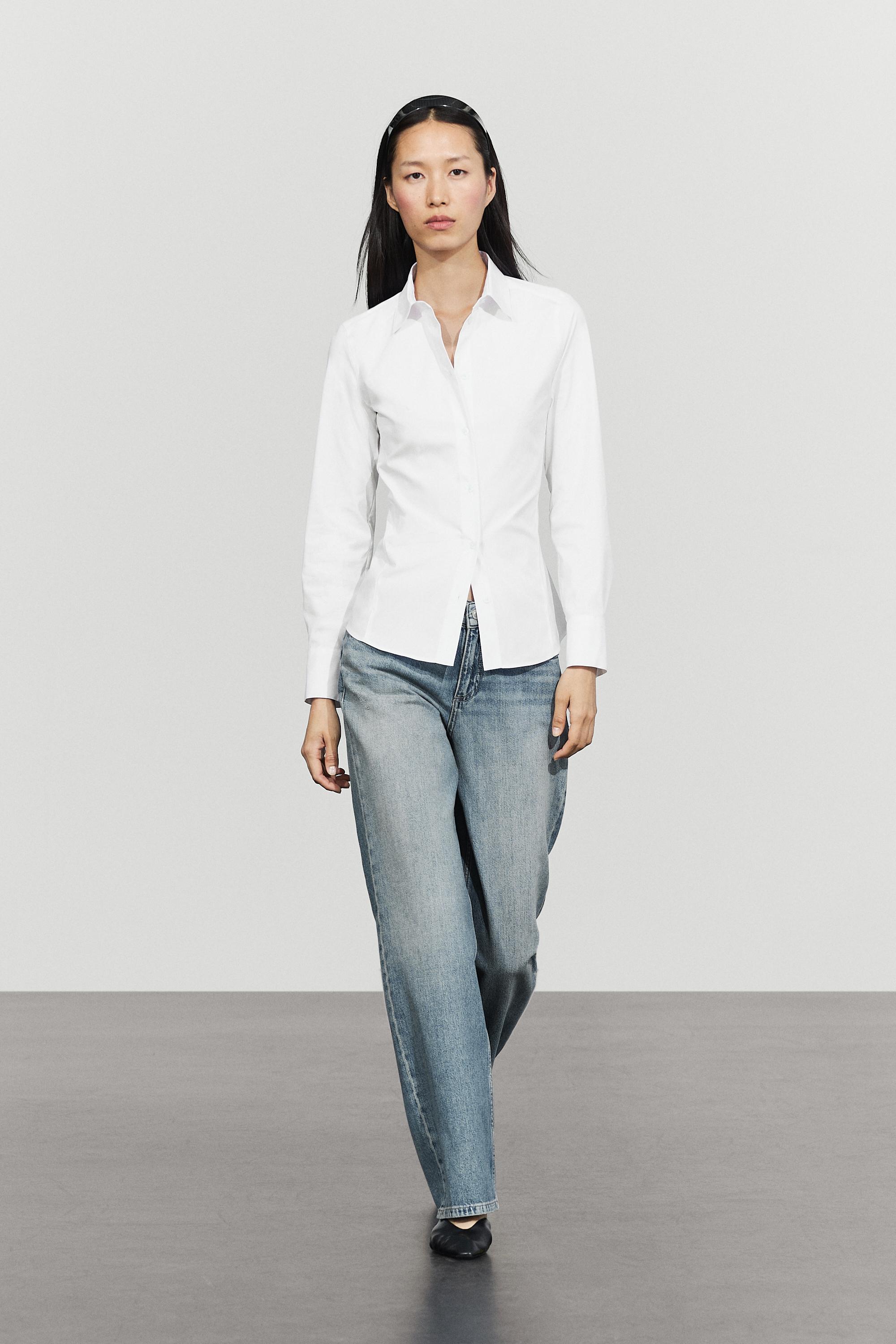 Cotton blend poplin shirt White