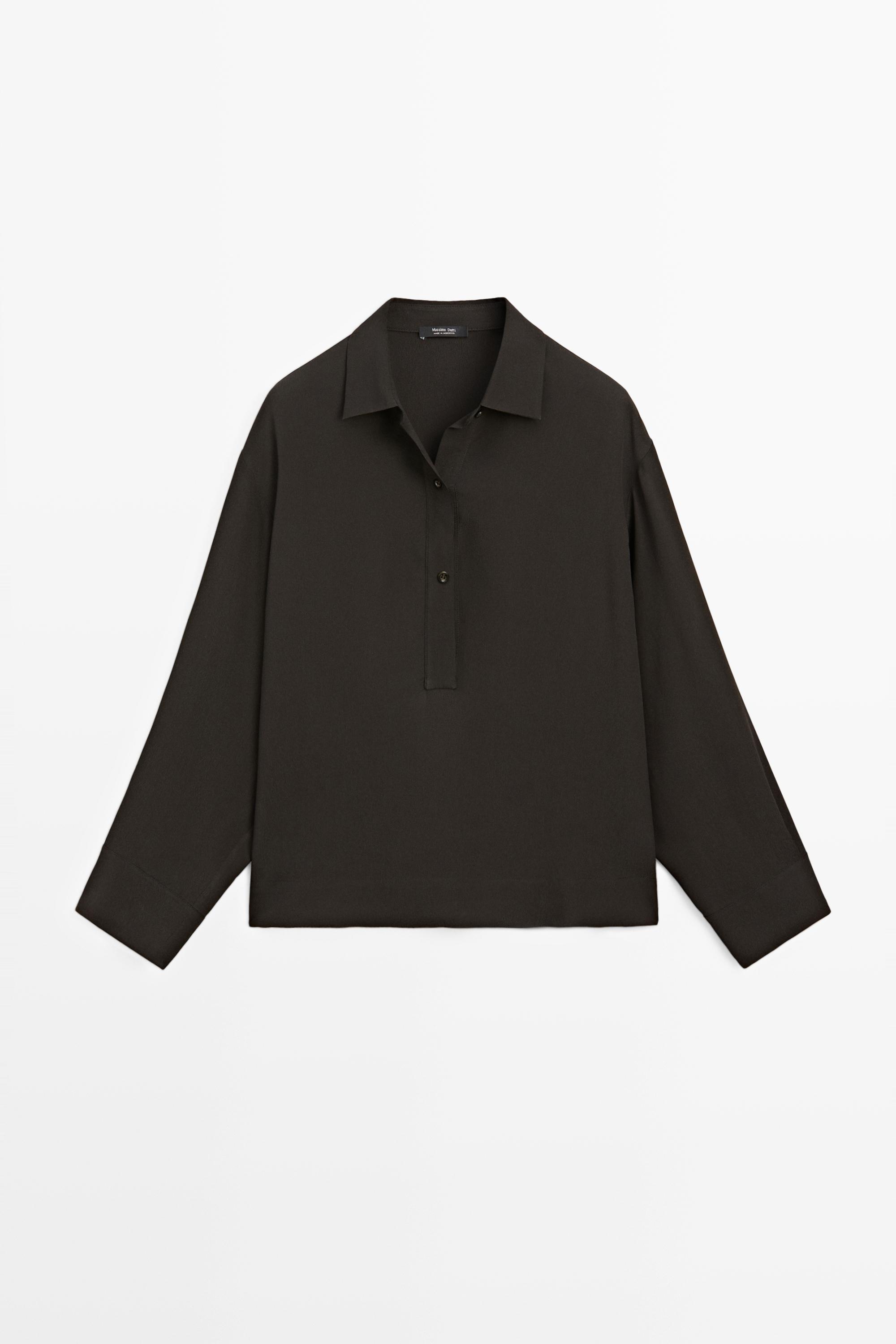 Flowing button-up shirt Chocolate