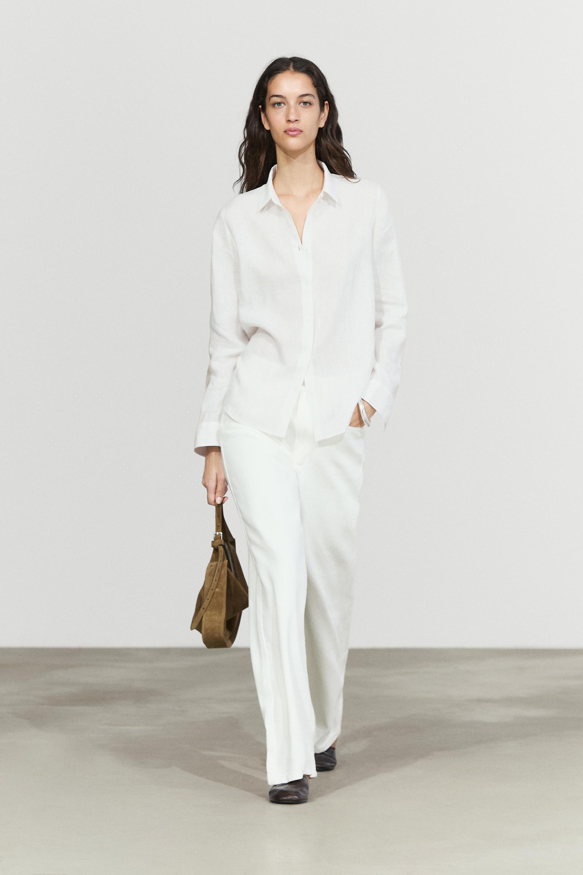 Flowing 100% linen shirt White