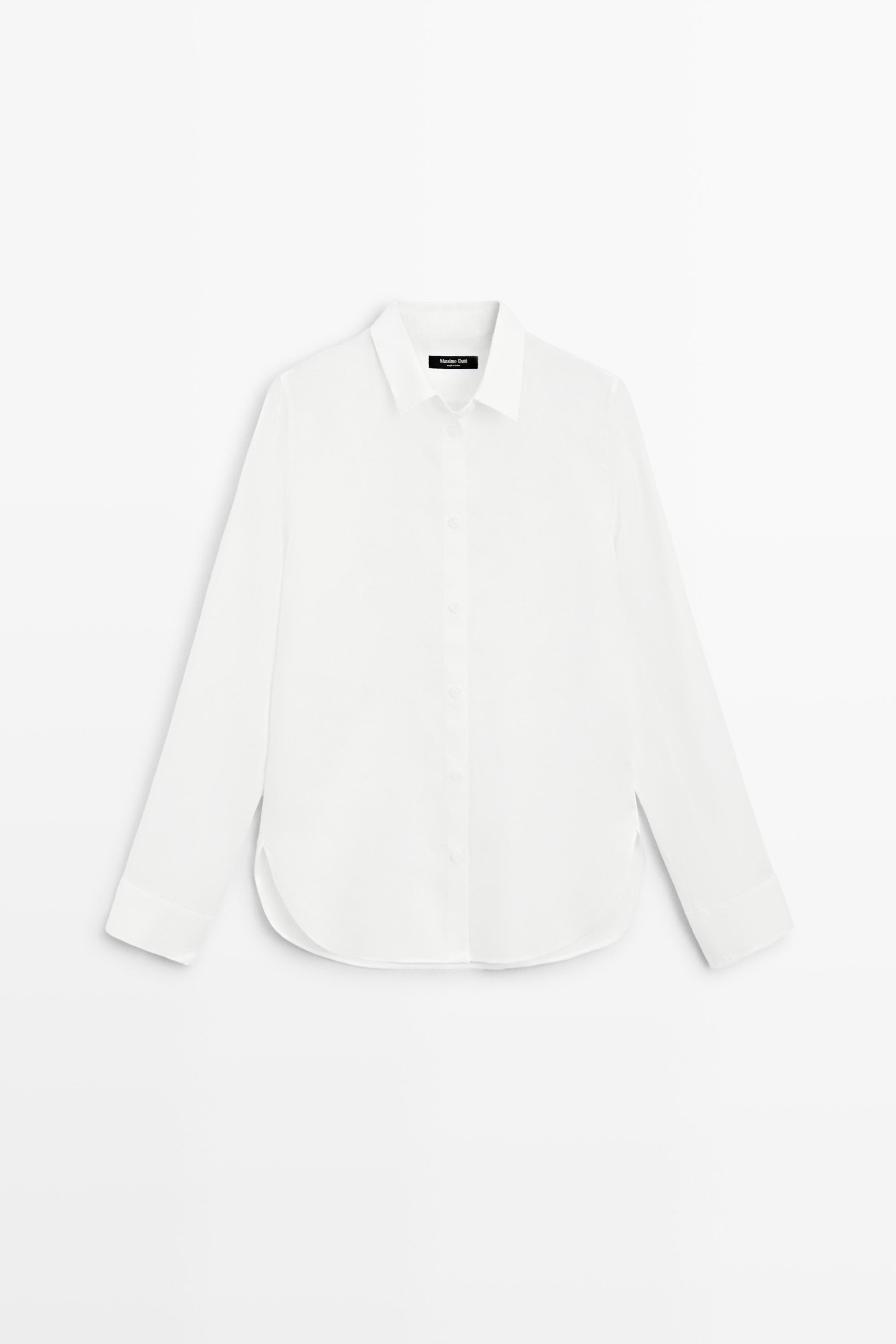 Flowing 100% linen shirt White