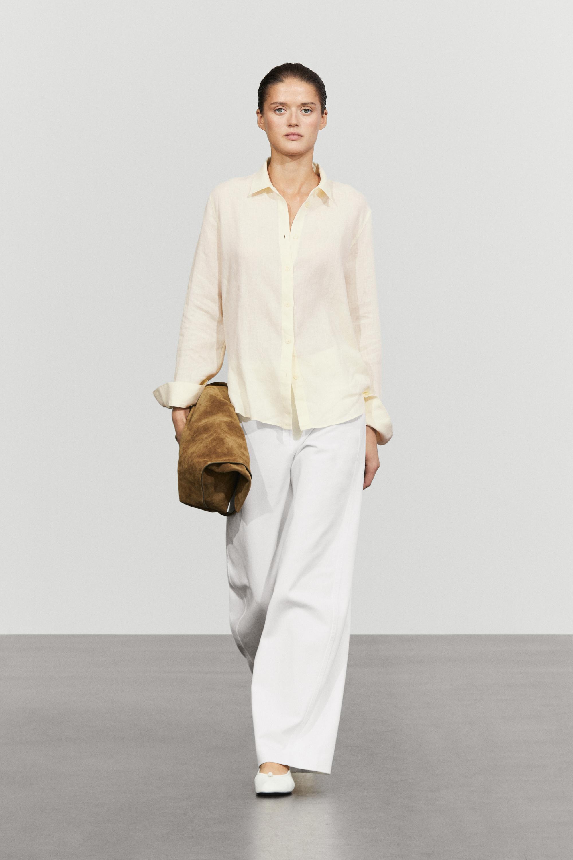 Flowing 100% linen shirt Yellow