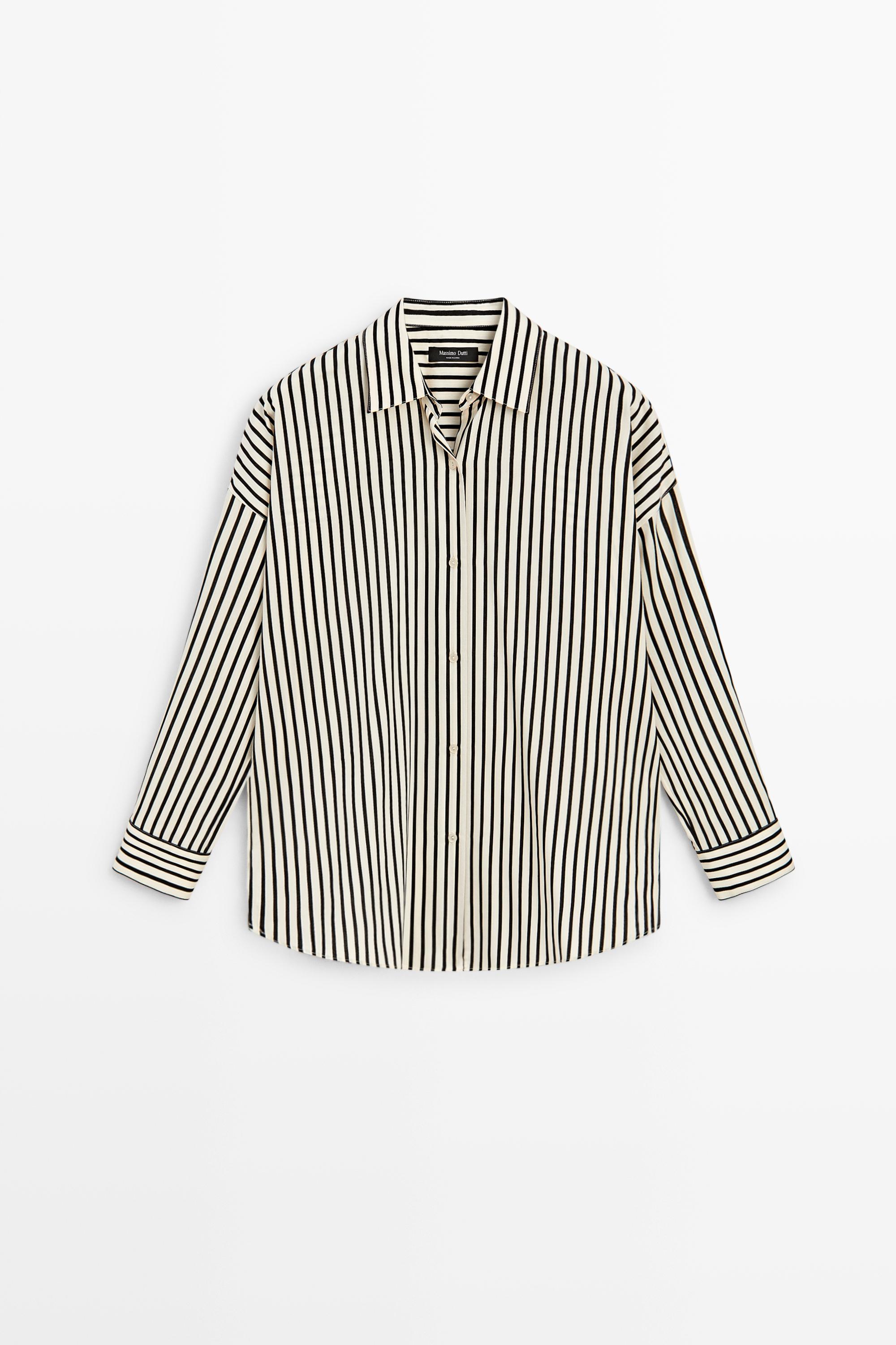 Flowing striped shirt White