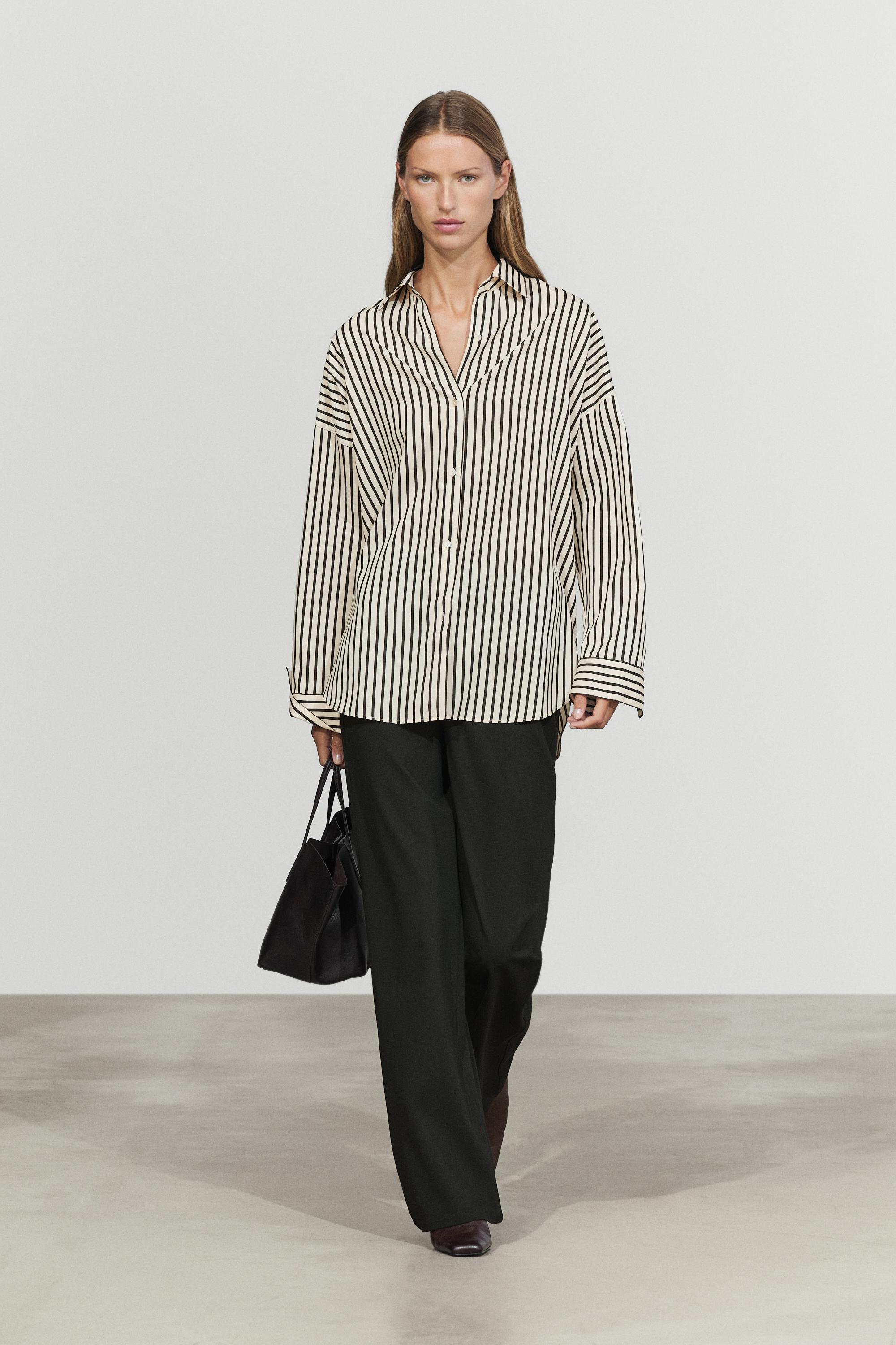 Flowing striped shirt White
