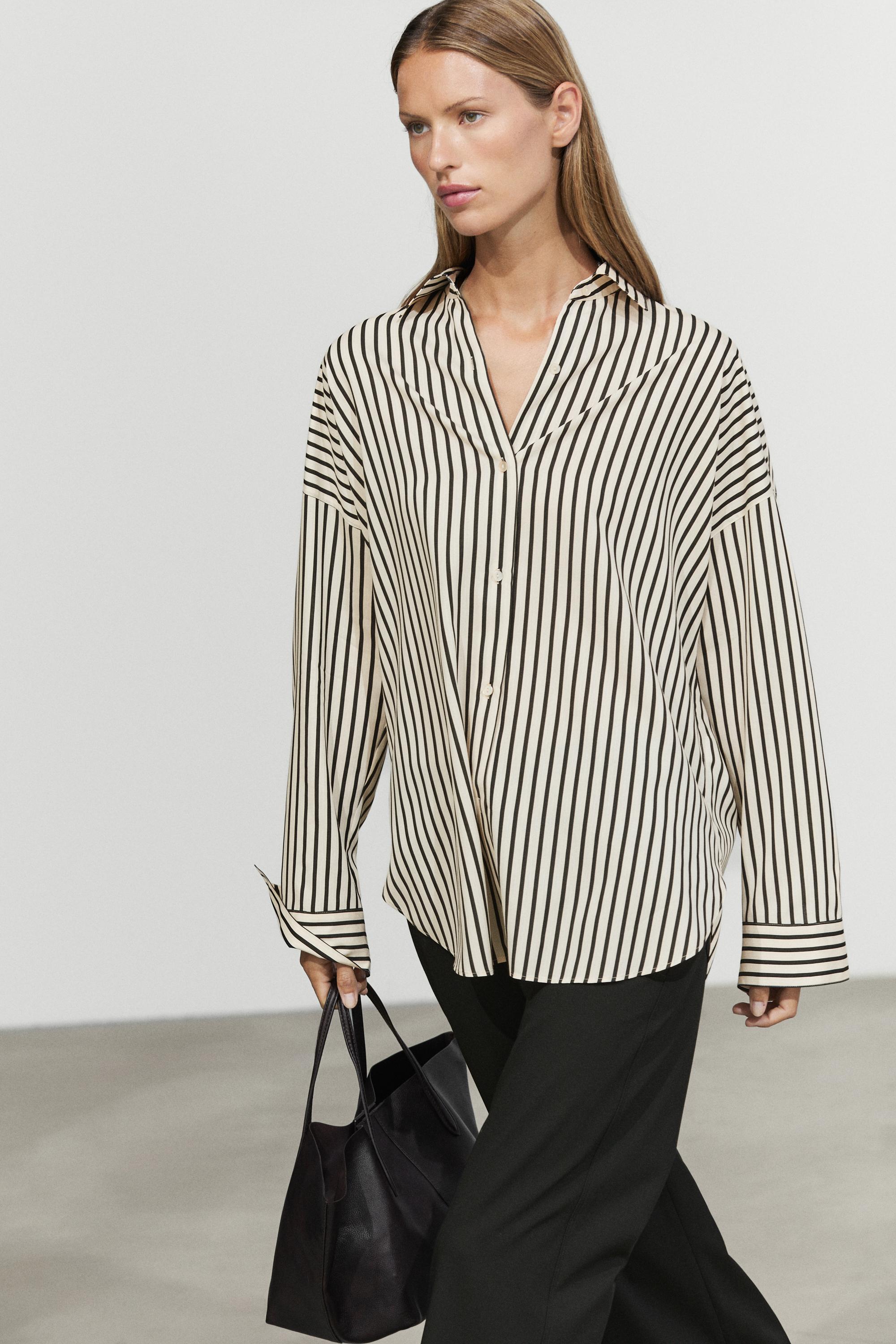 Flowing striped shirt White
