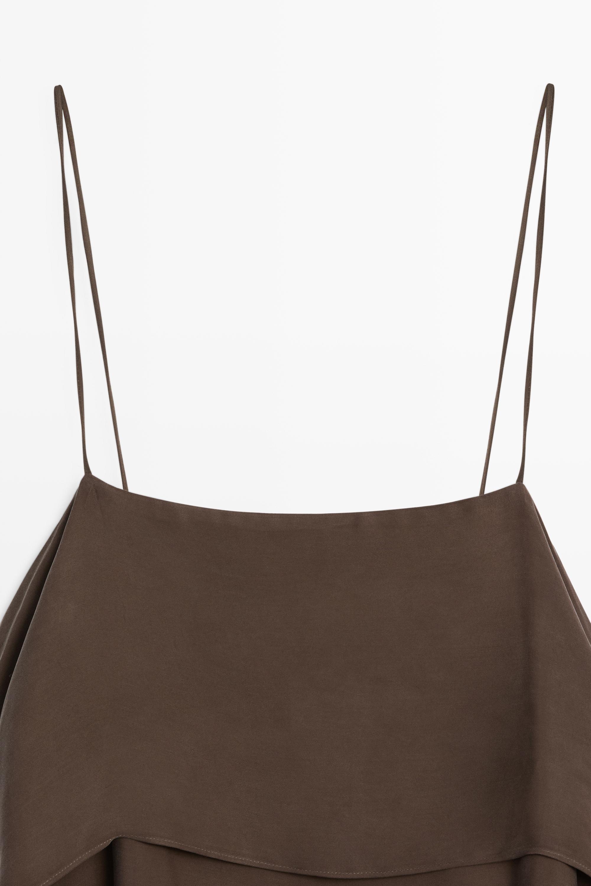 Strappy mini dress with ruffle detail Brown