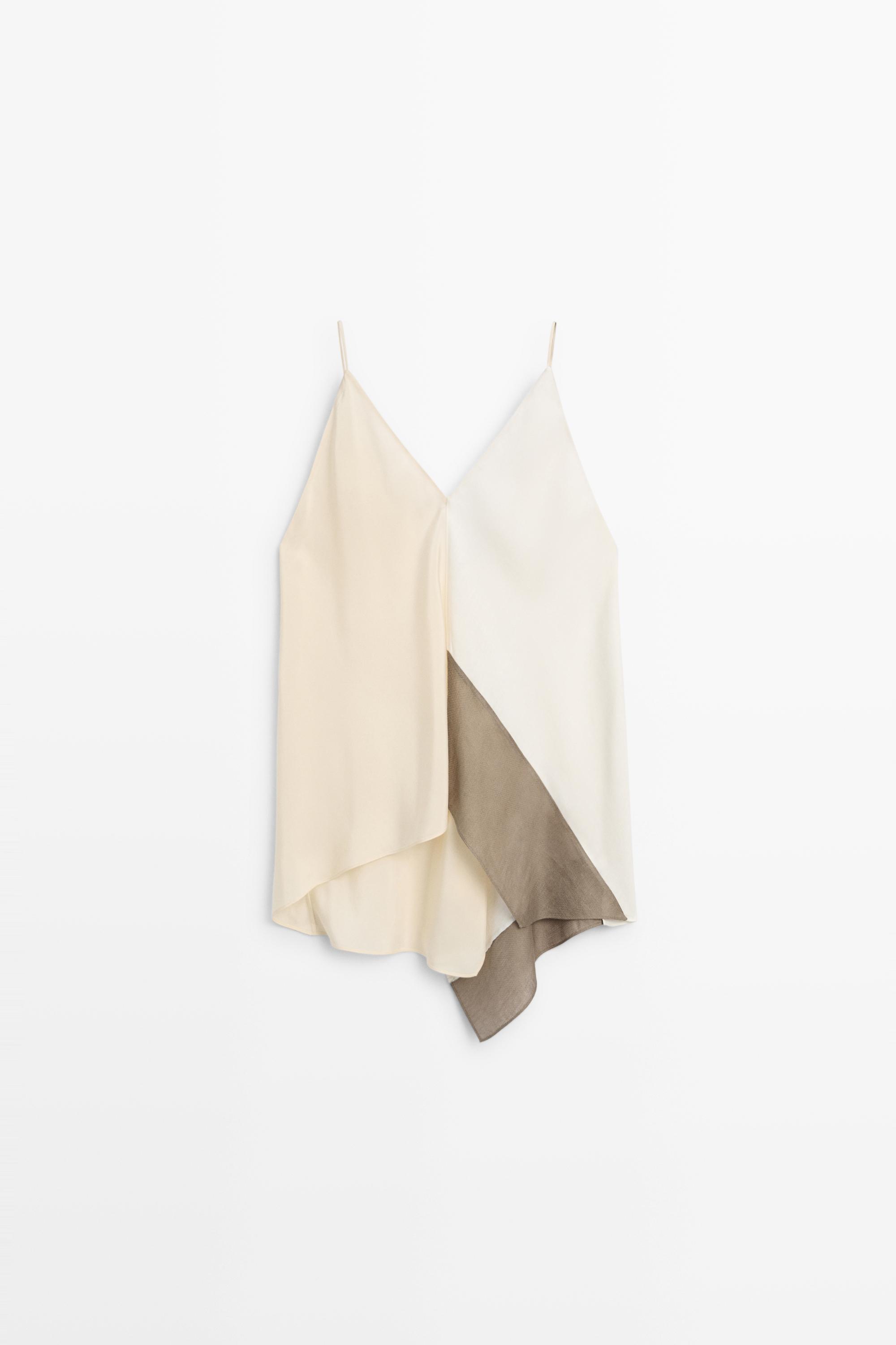 Asymmetric strappy flowing top Cream