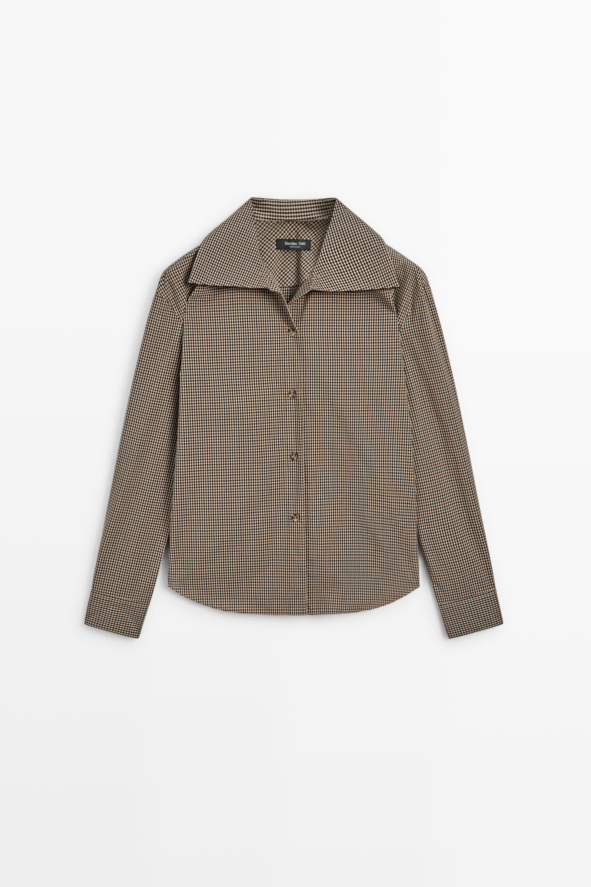 Cotton blend gingham shirt Brown