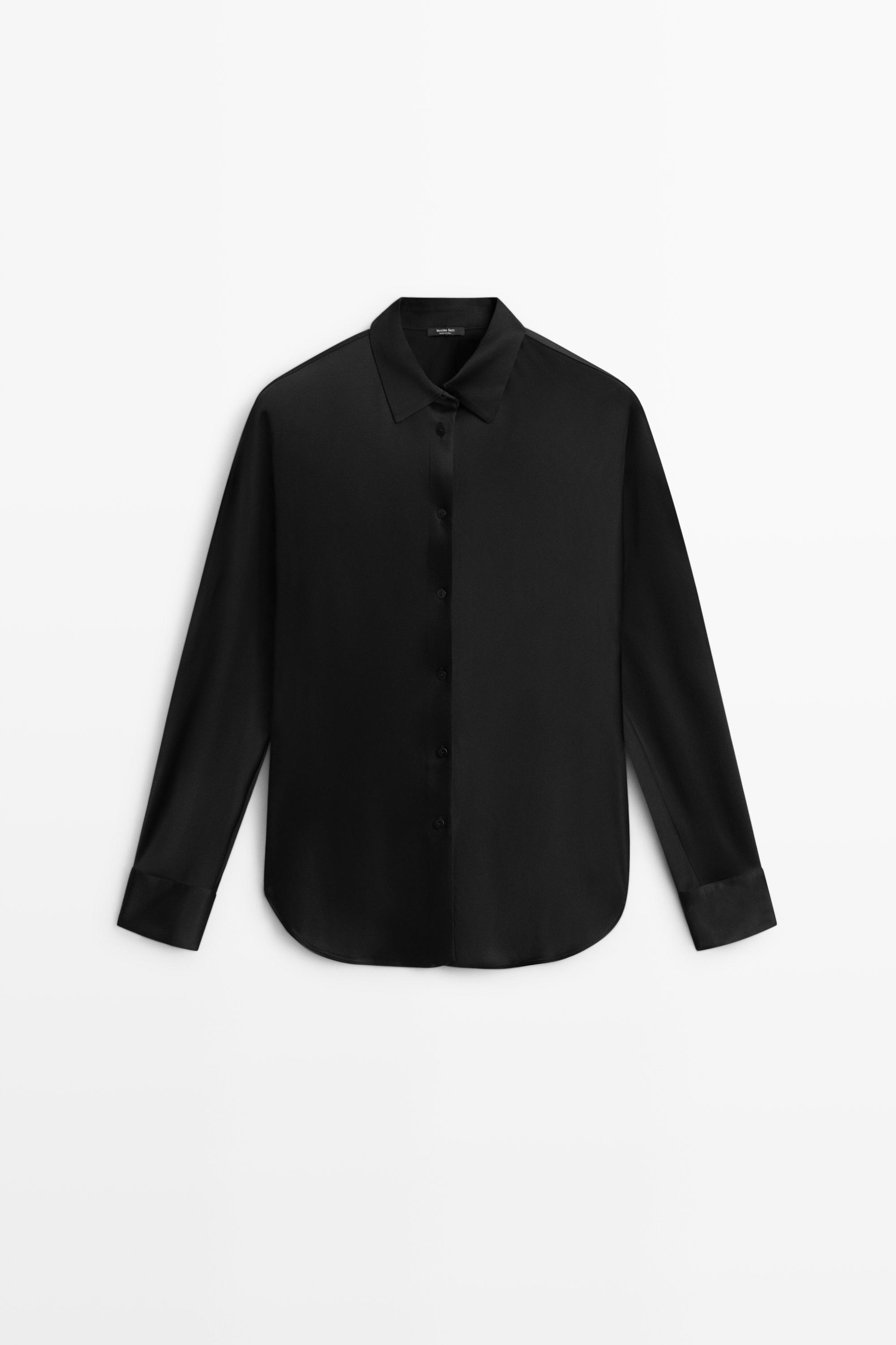 Flowing satin shirt Black