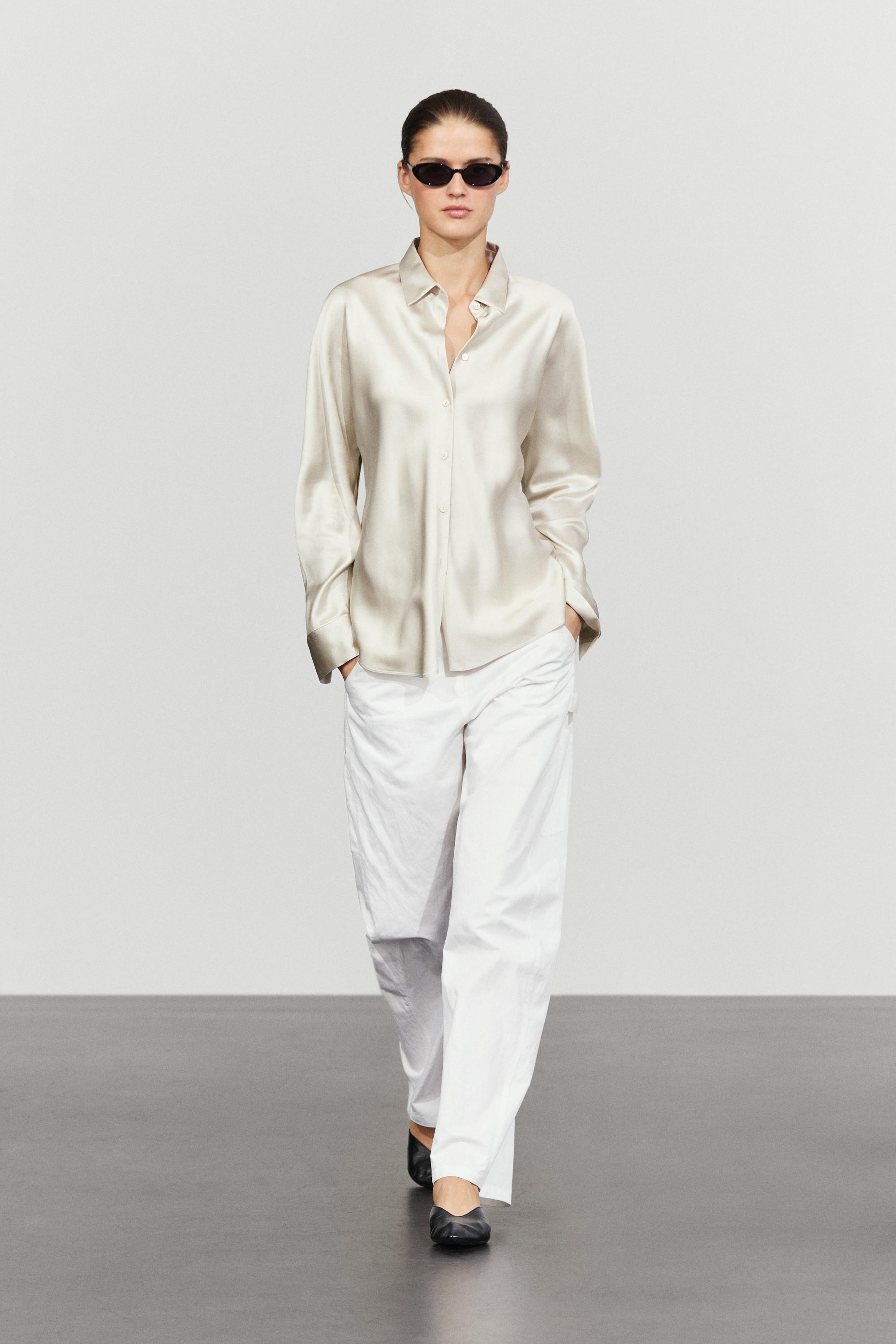 Flowing satin shirt Silver