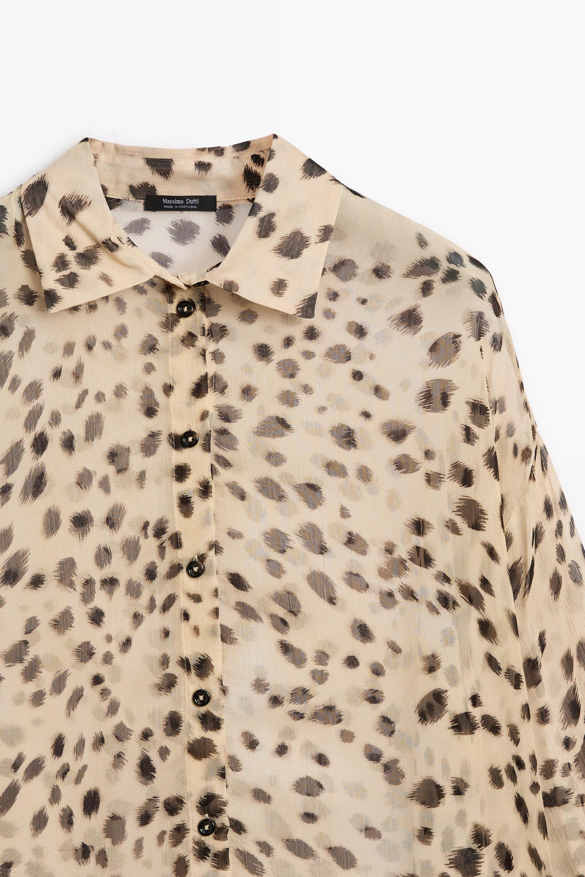 Animal print flowing shirt Sand Brown