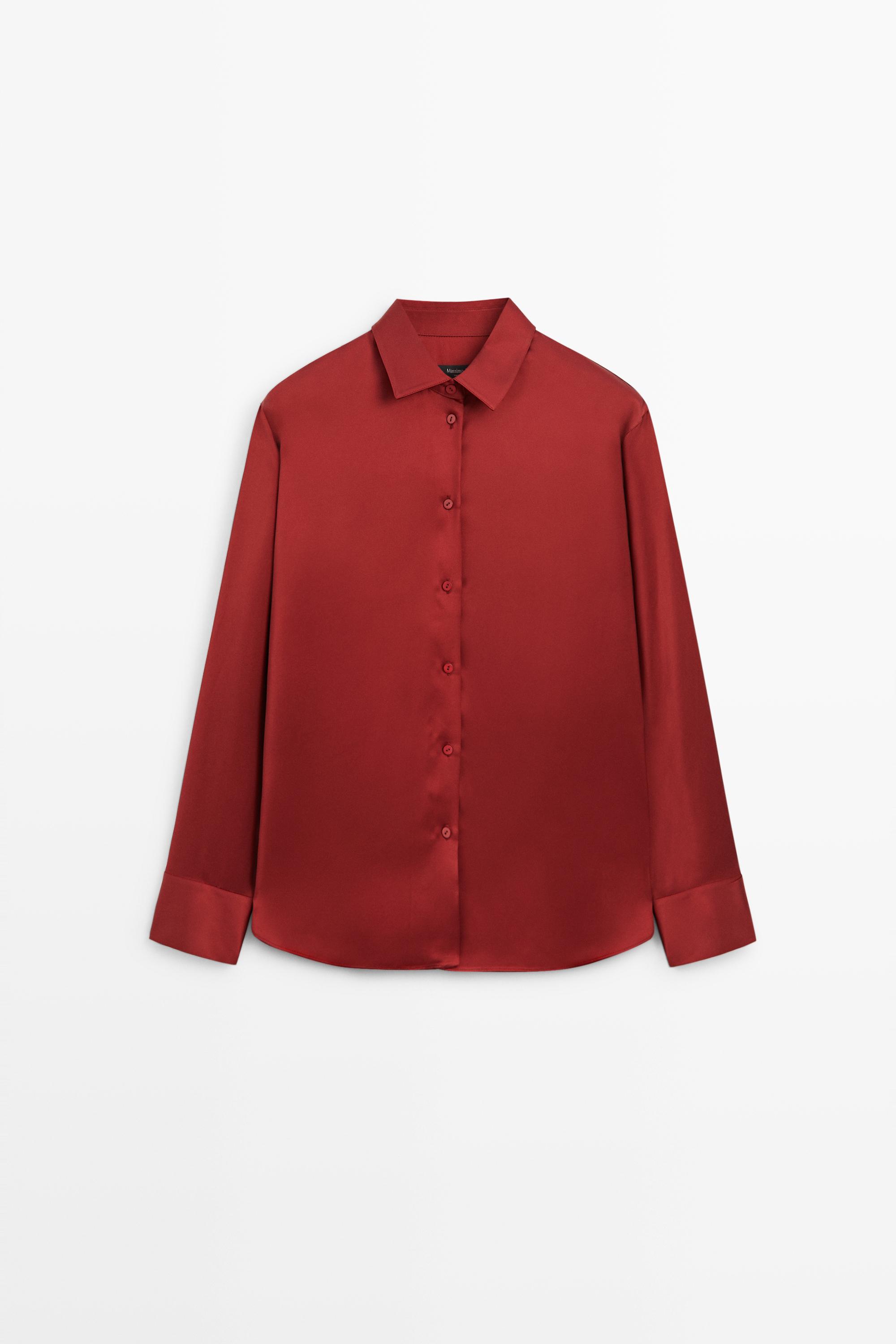 Flowing satin shirt Red