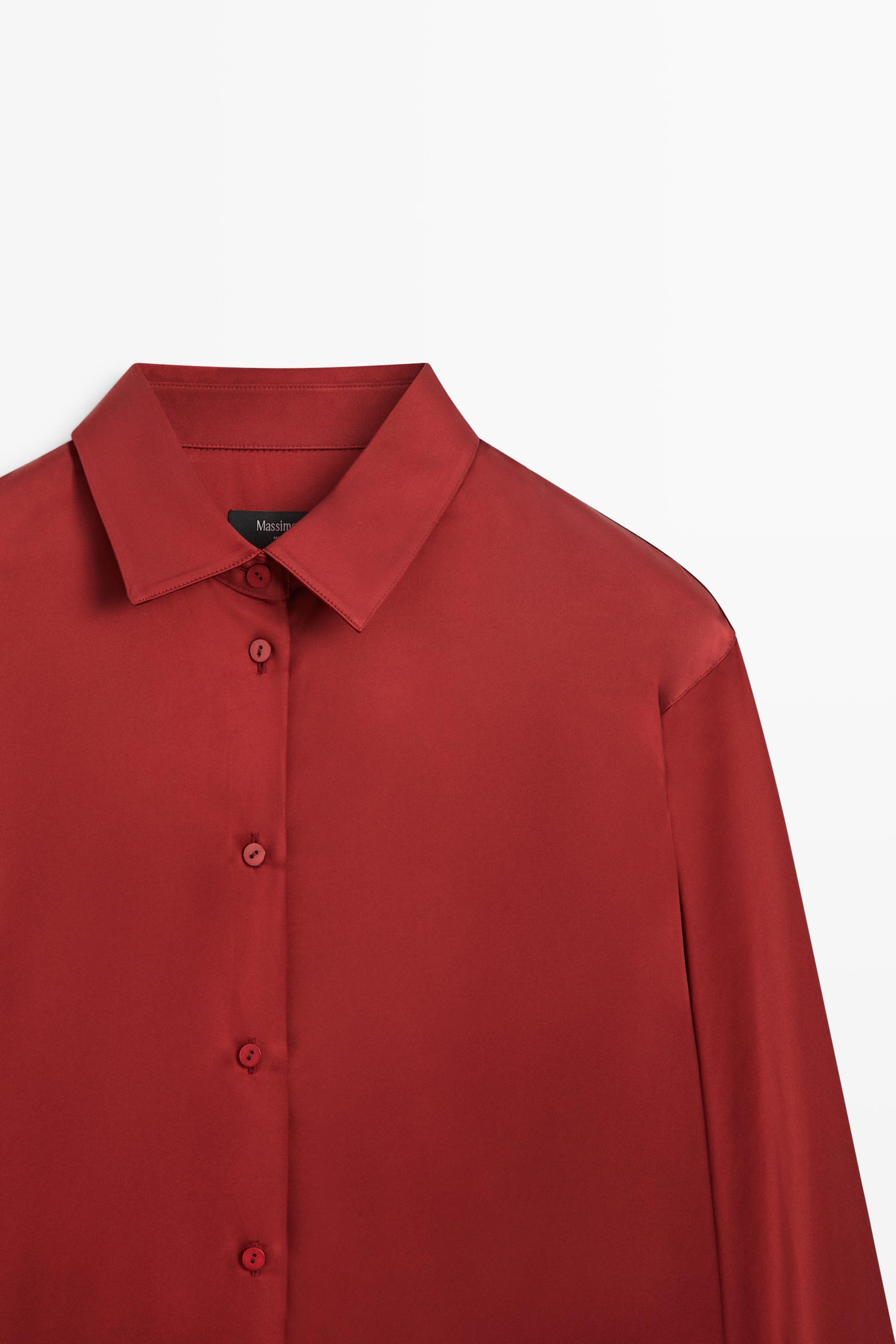 Flowing satin shirt Red