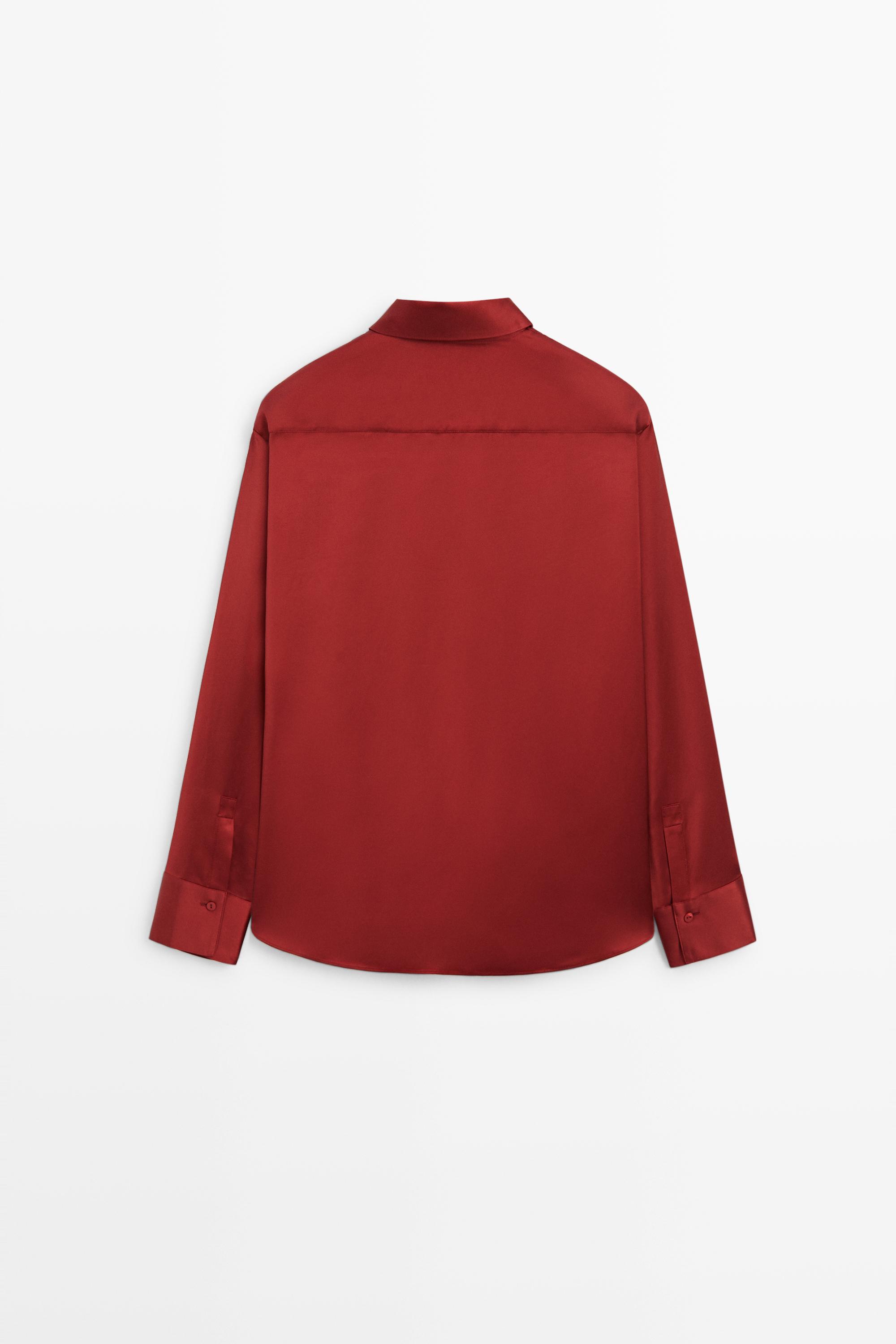 Flowing satin shirt Red