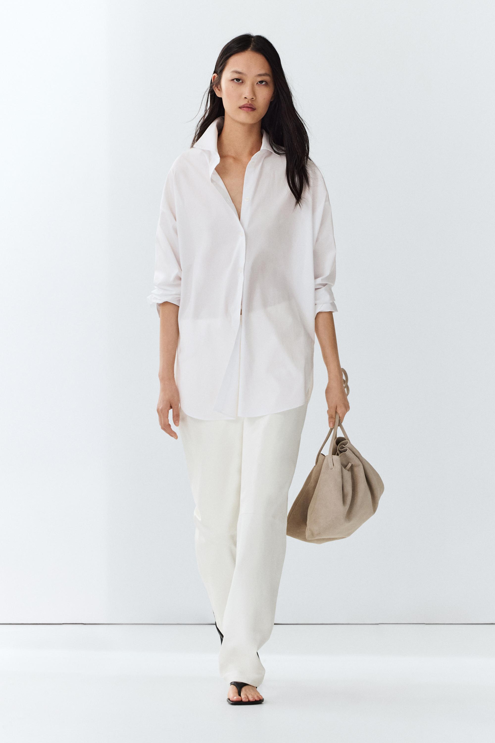 100% cotton poplin shirt White