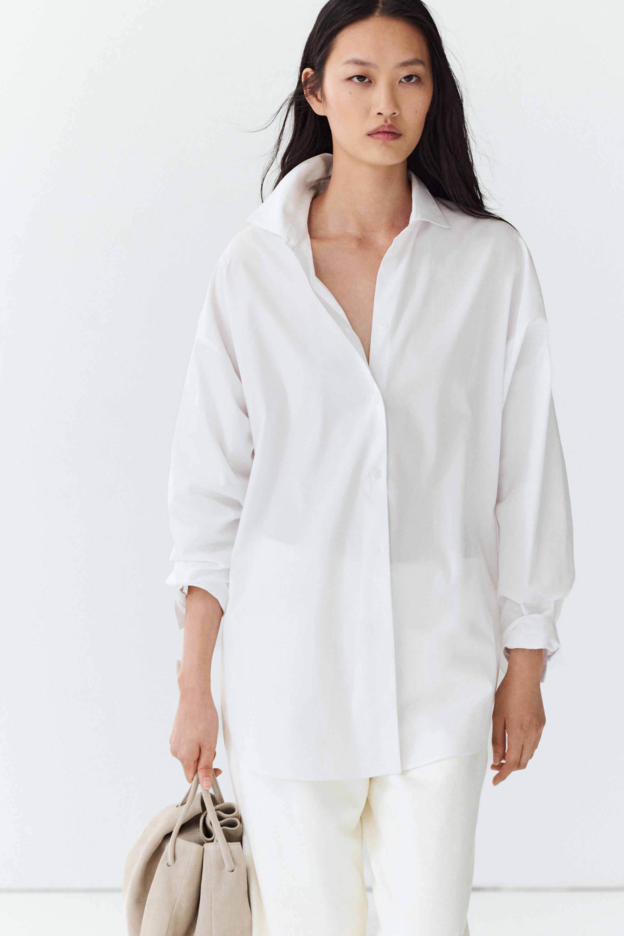 100% cotton poplin shirt White