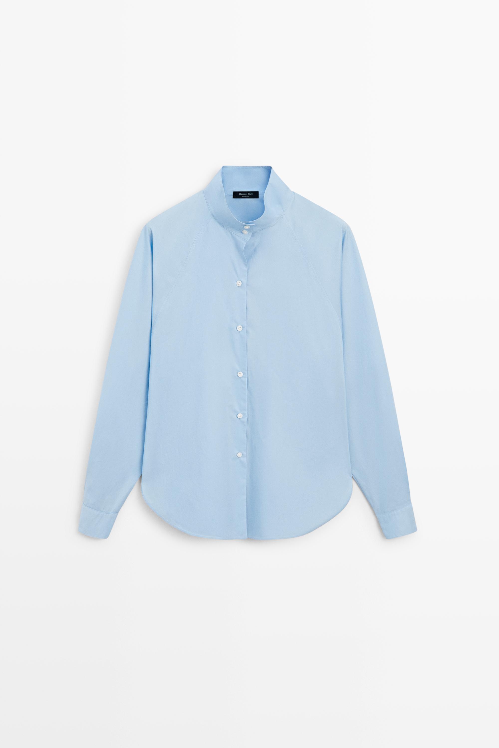 Poplin shirt with collar detail Sky Blue