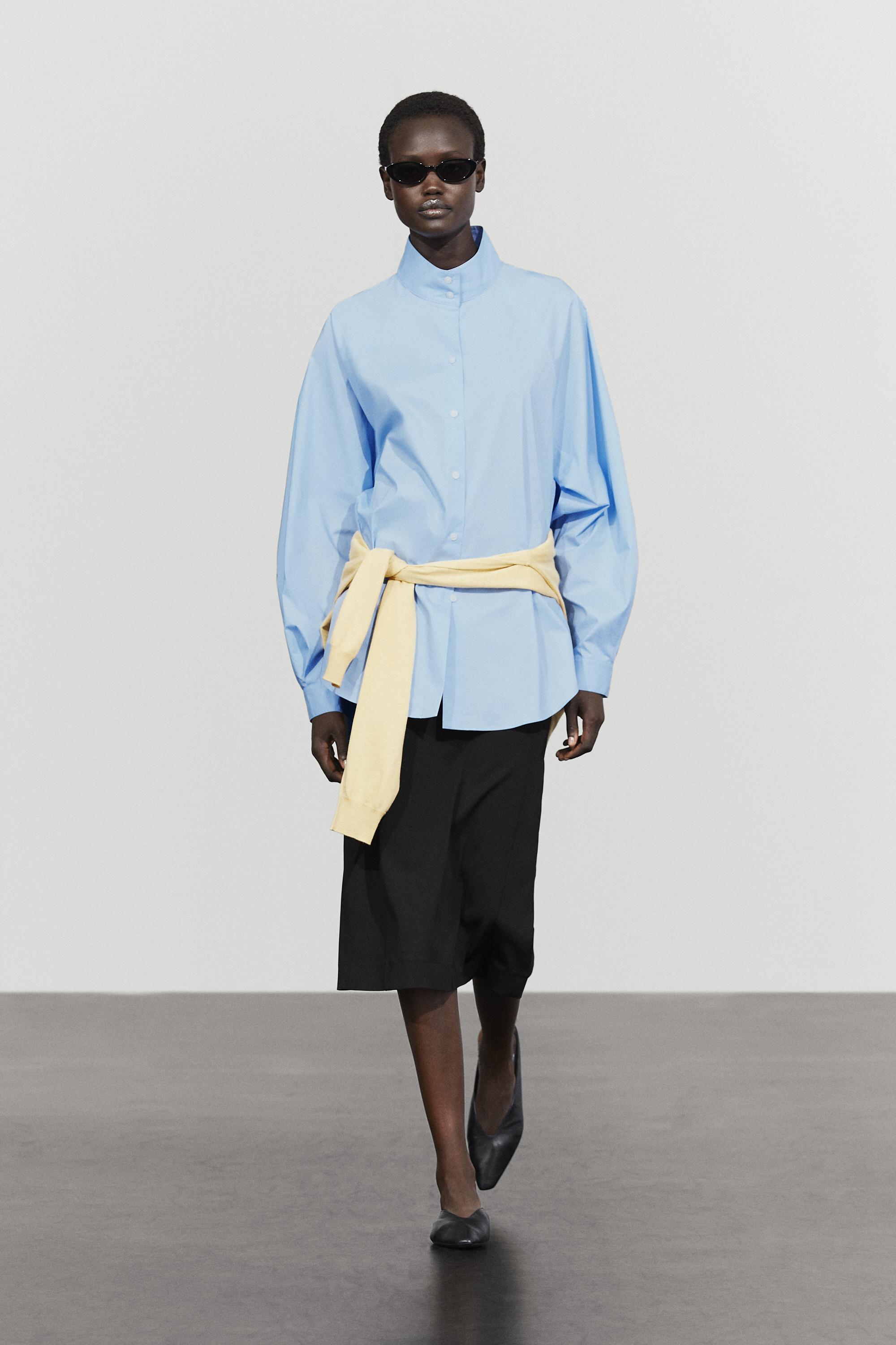 Poplin shirt with collar detail Sky Blue