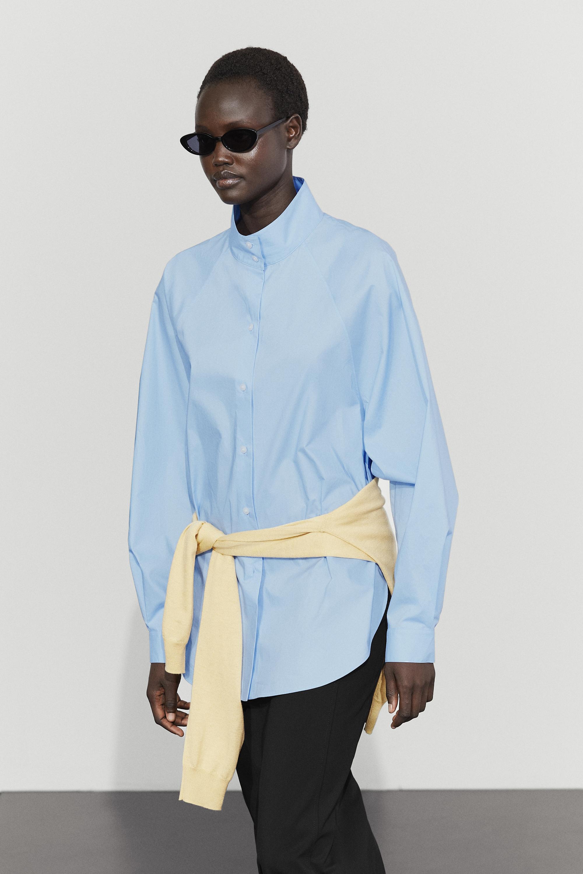 Poplin shirt with collar detail Sky Blue