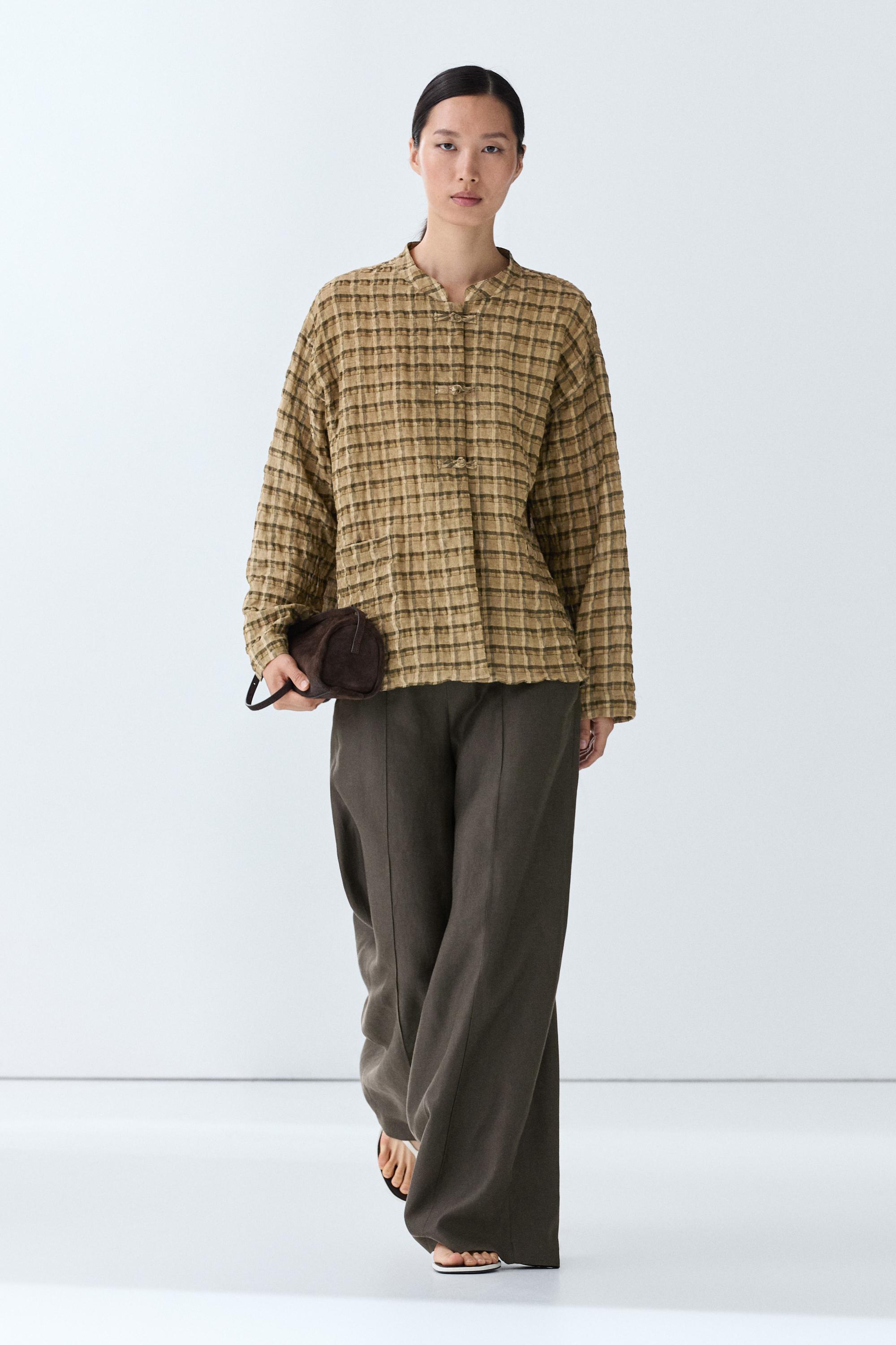 Flowing checkered shirt Mustard Yellow