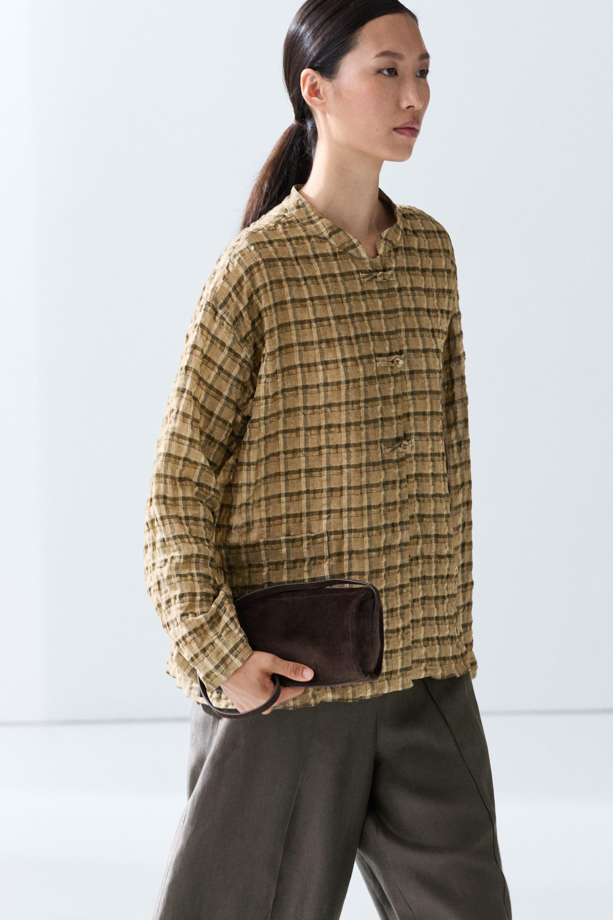 Flowing checkered shirt Mustard Yellow
